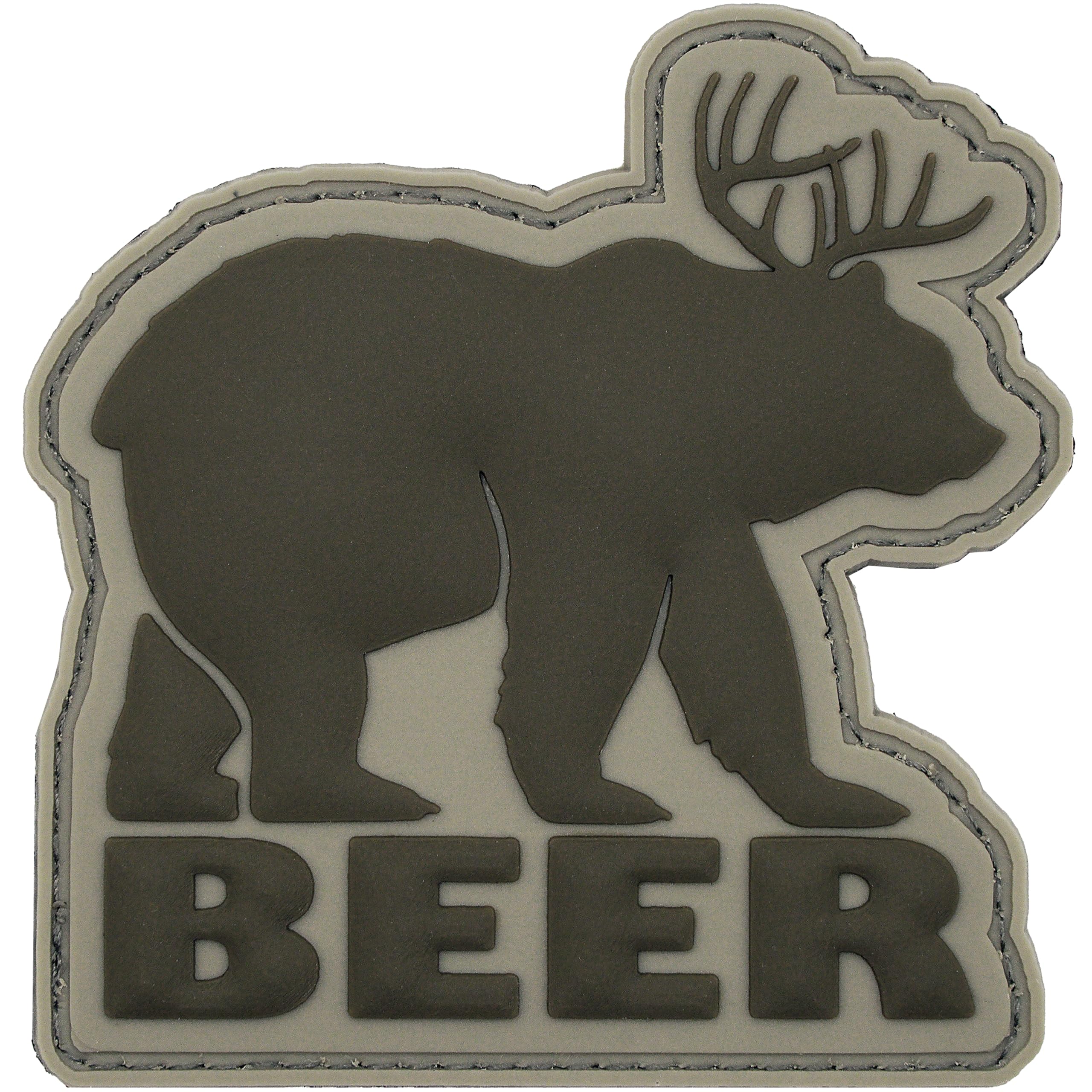Funny Bear Deer Beer PVC Morale Patch - Tactical Military Hook and Loop Patch for Army Gear, Backpack, Hat, Vest - Perfect for Outdoor, Camping, Hunting & Airsoft Enthusiasts