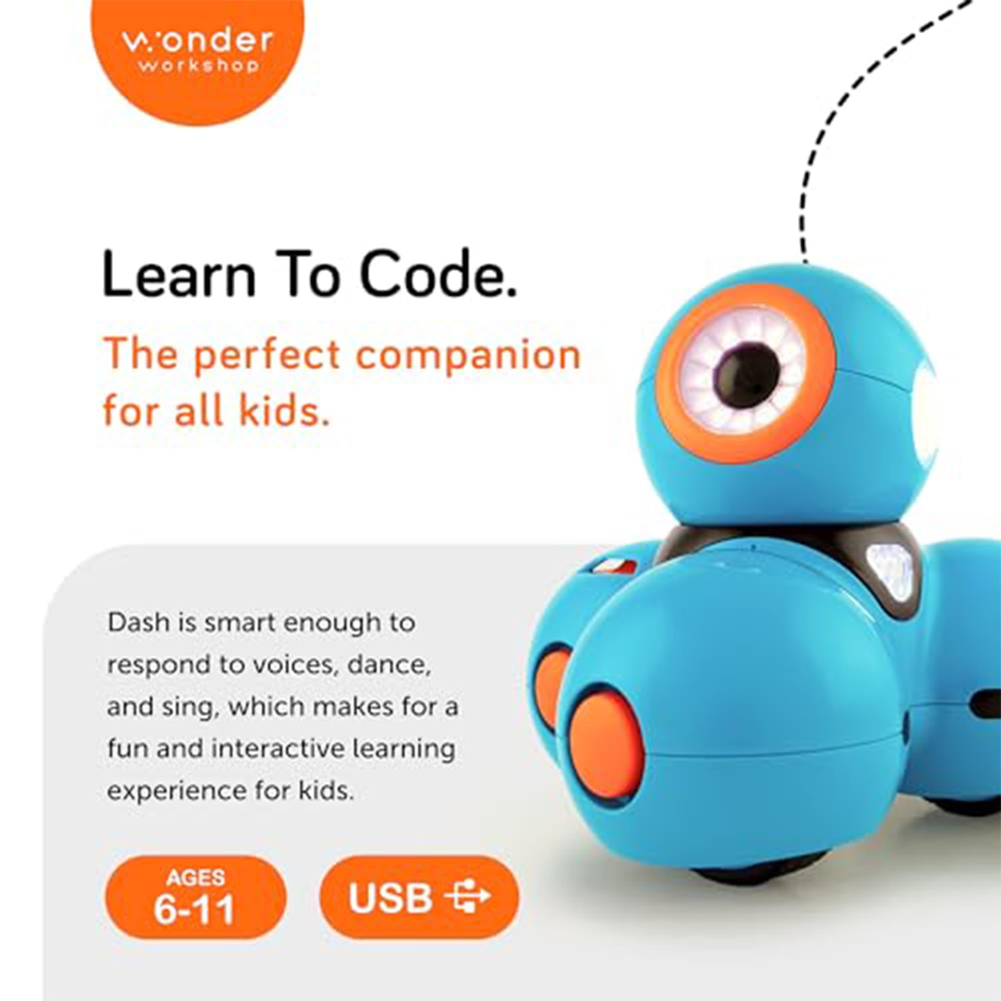 Dash Robot - STEM Coding Robot for Kids Ages 6+ | Voice Activated, Programmable Educational Toy | Learn Coding Through Play for School & Home Learning