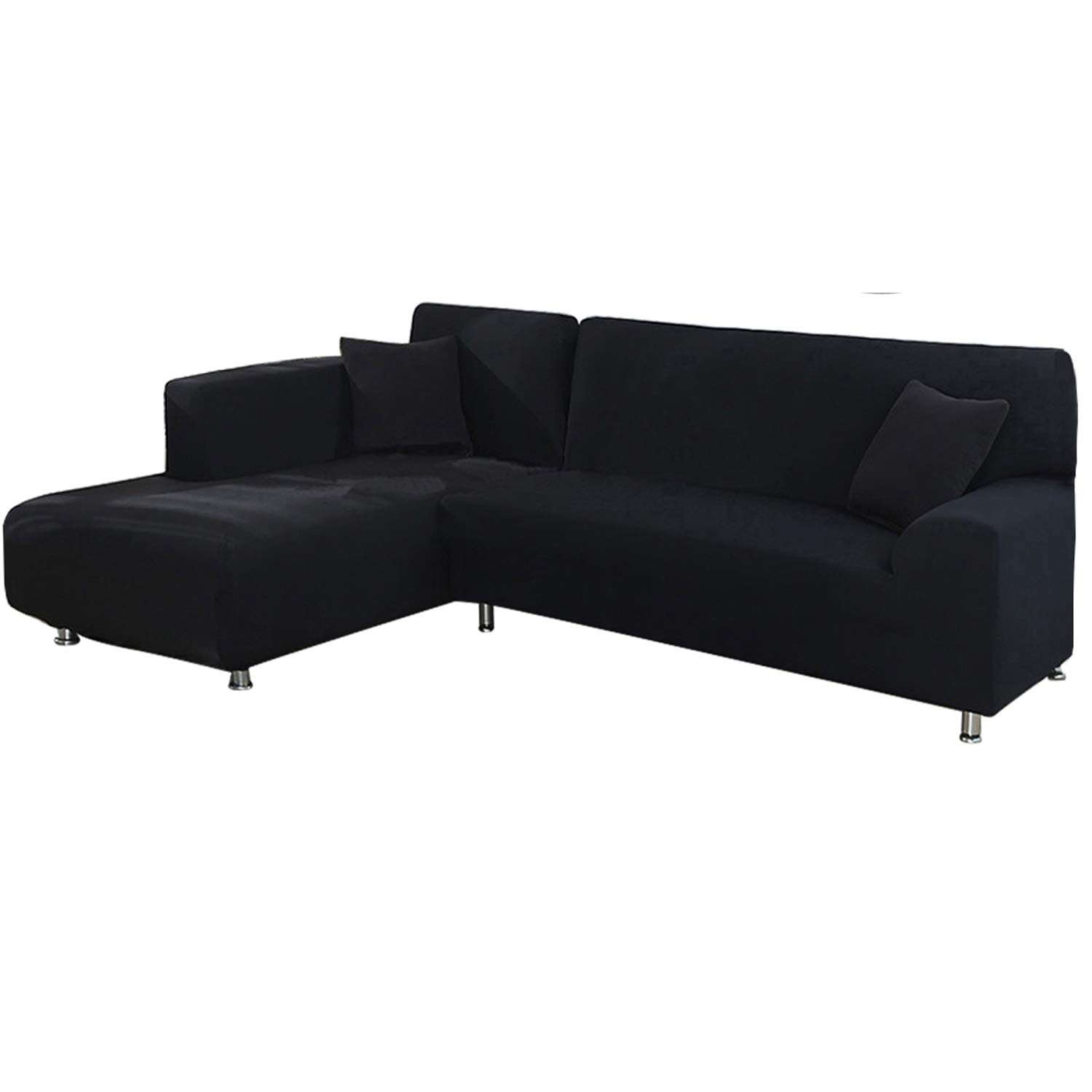 Upgraded L-Shaped 3-Seater Sofa Cover - Stretchable & Durable Couch Cover for Living Room, Black | Perfect for Pets, Kids & Home Decor Protection