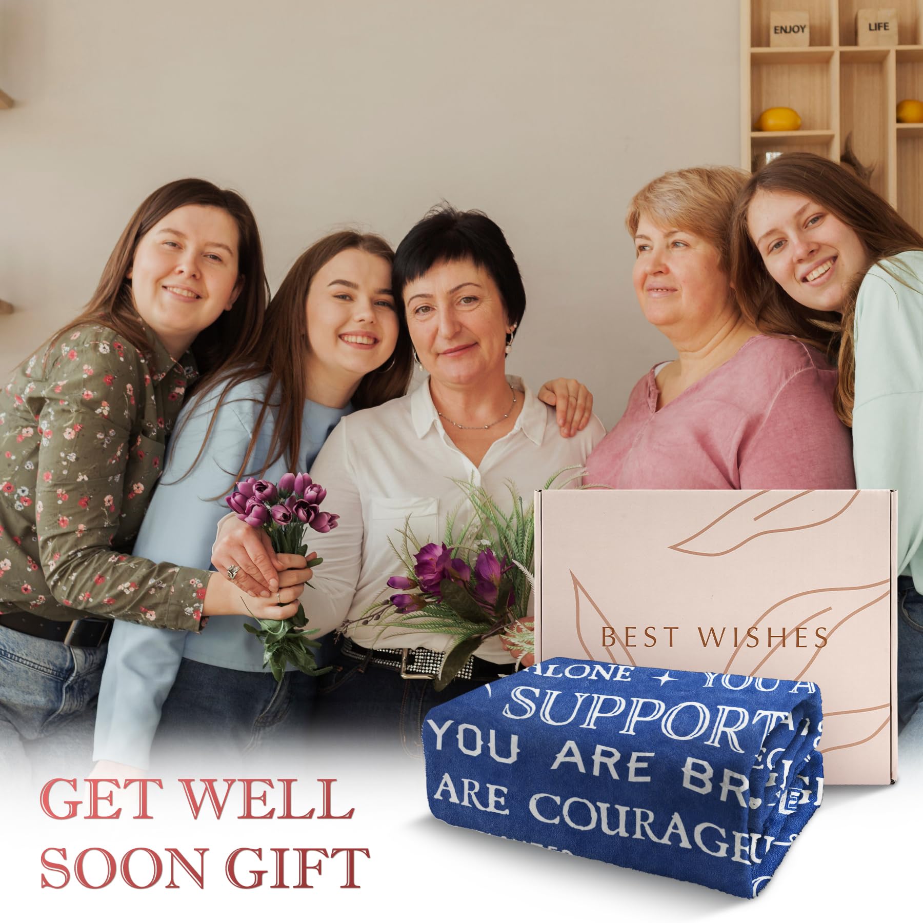 Soft & Cozy SteadStyle Blanket - Best Get Well Gift for Women & Men, 60'' x 50'' Inspirational Blanket for Recovery After Surgery, Perfect Thinking of You Present for Mom, Friend, Sister or Coworker - Ideal for Comfort at Home, Hospital Stay or Relaxing on the Couch