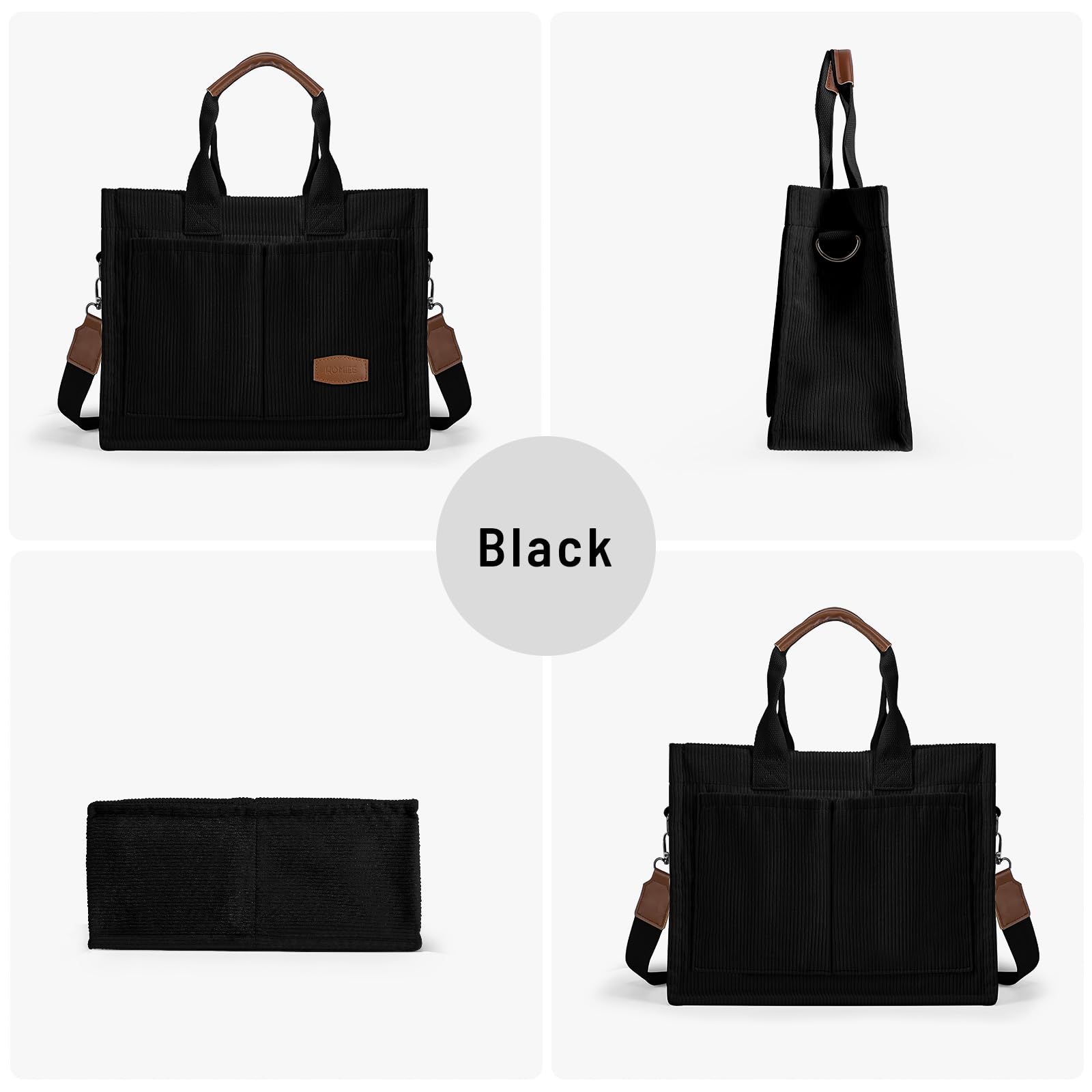 HOMIEE Women's Corduroy Tote Bag - Stylish Diaper Bag & Casual Hobo Shoulder Purse with Multiple Pockets | Perfect for Moms, Work, Travel & Everyday Use