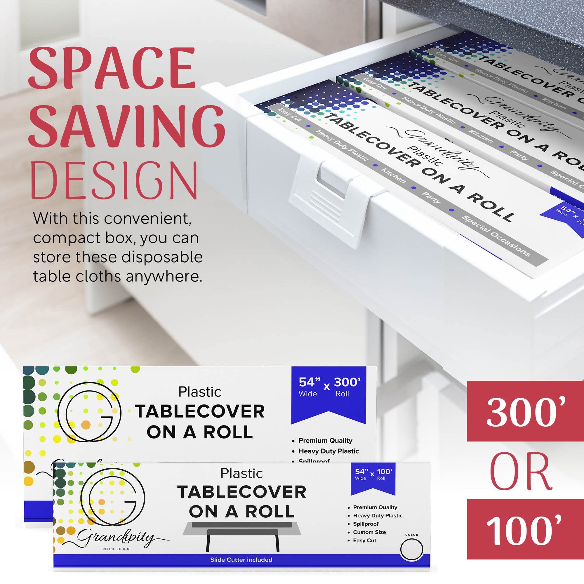 Grandipity Disposable Plastic Tablecloth Roll - 54