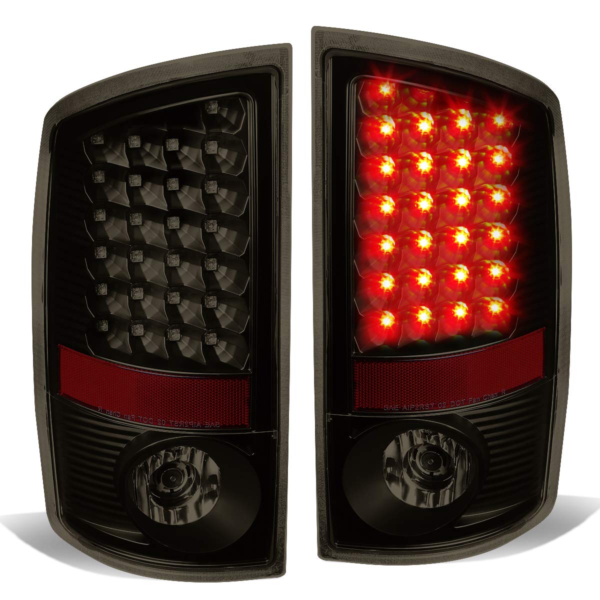Auto Dynasty LED Tail Lights for 2002-2006 Dodge Ram 1500/2500/3500 - Smoked Black Housing Brake & Reverse Lamps (Driver & Passenger Side) - Upgrade Your Truck's Style & Night Visibility