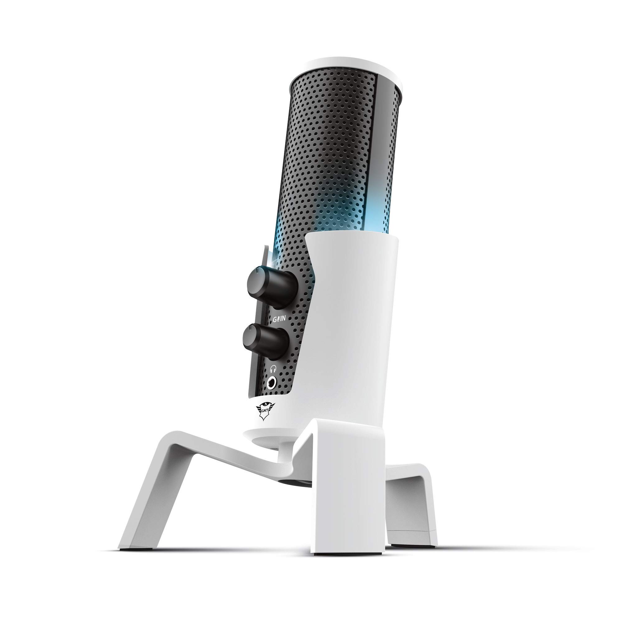 Trust Gaming GXT 258 Fyru Professional USB Microphone for PC, PS4, PS5 - 4 Recording Patterns, LED Lighting - Perfect for Streaming, Twitch, YouTube, Discord, ASMR, Podcasting & Singing - White