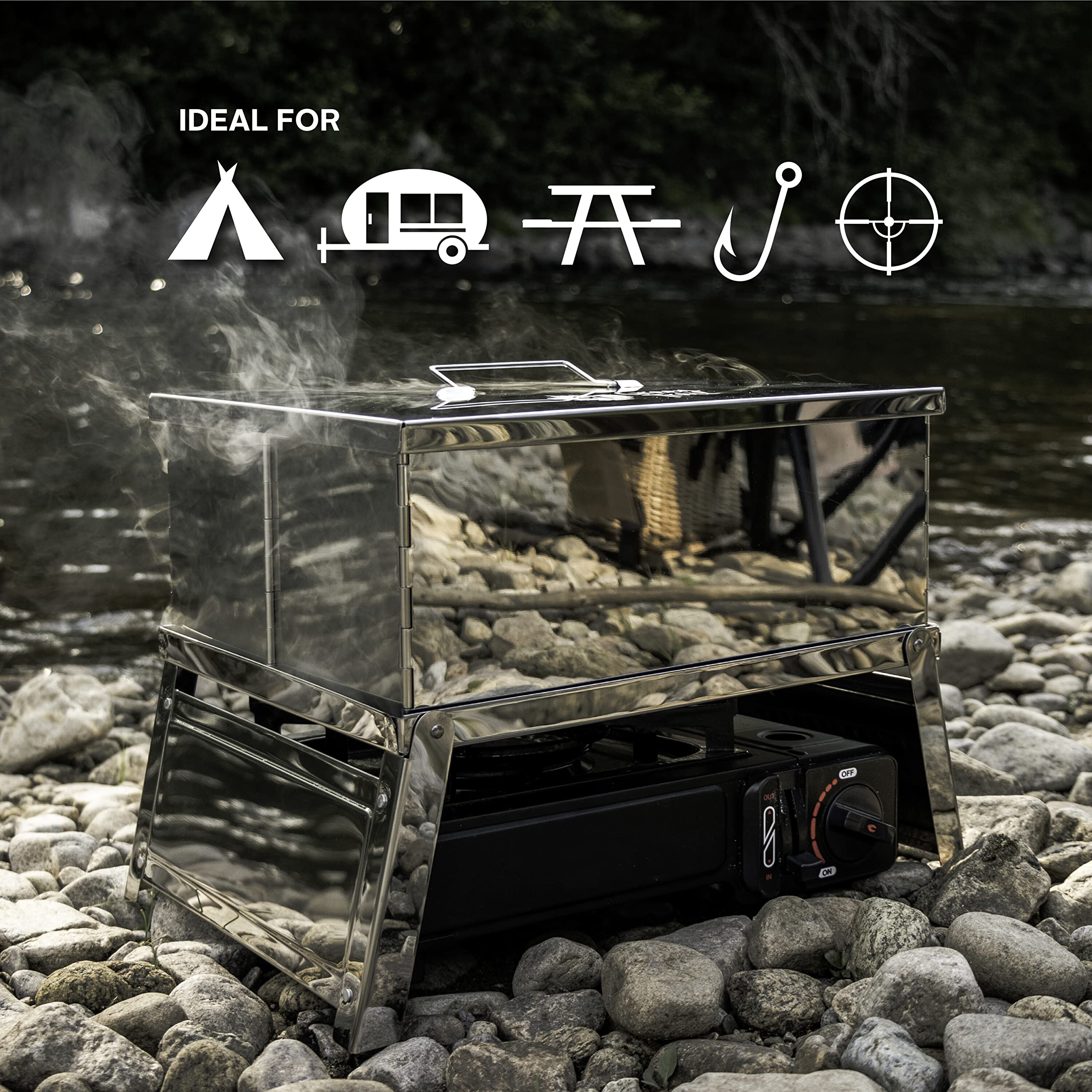 Portable Smoker for Outdoor Cooking - Compact & Lightweight BBQ Smoker for Camping, Tailgating, and Backyard Grilling - Perfect for Ribs, Chicken, and Fish