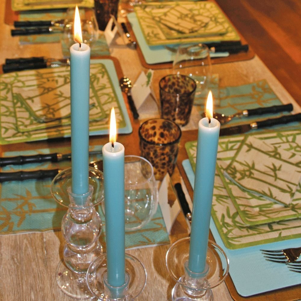 Premium Caspari 10-Inch Taper Candles - Dripless, Smokeless & Unscented, Set of 2 in Hunter Green - Perfect for Dining Tables, Weddings & Holiday Decor