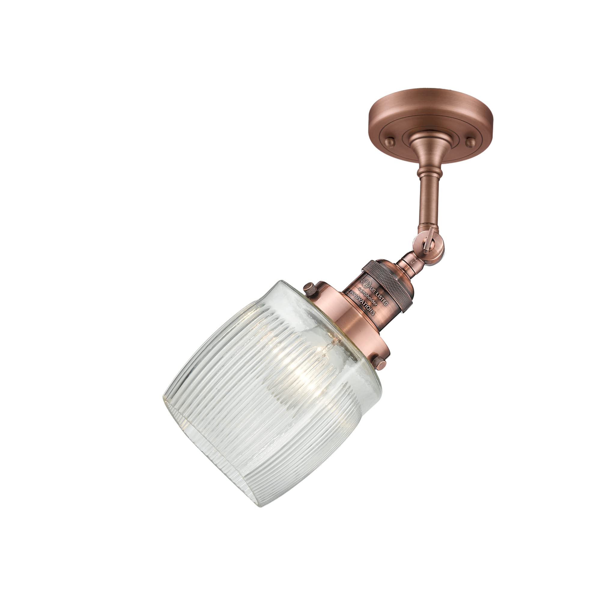 Innovations 201F-BB-G302 1-Light Semi-Flush Mount Ceiling Light Fixture in Brushed Brass - Perfect for Bedroom, Hallway, and Entryway Lighting
