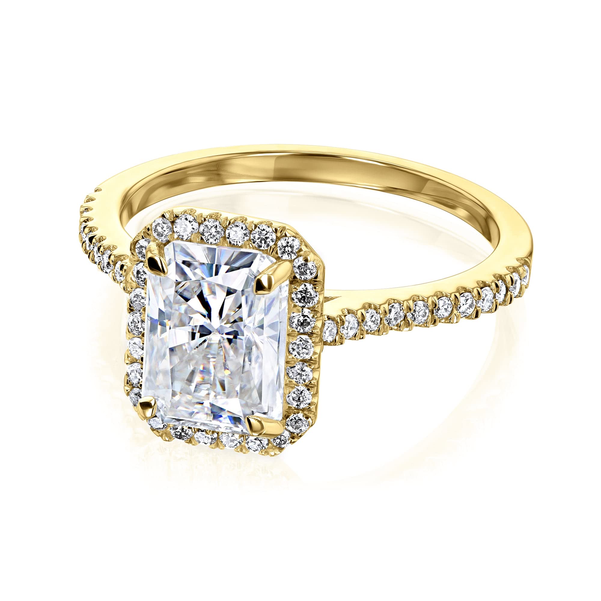 2 Carat (2ctw) Radiant Cut Moissanite Halo Diamond Engagement Ring - GH/VS Quality - Perfect for Proposals, Weddings & Anniversary Gifts
