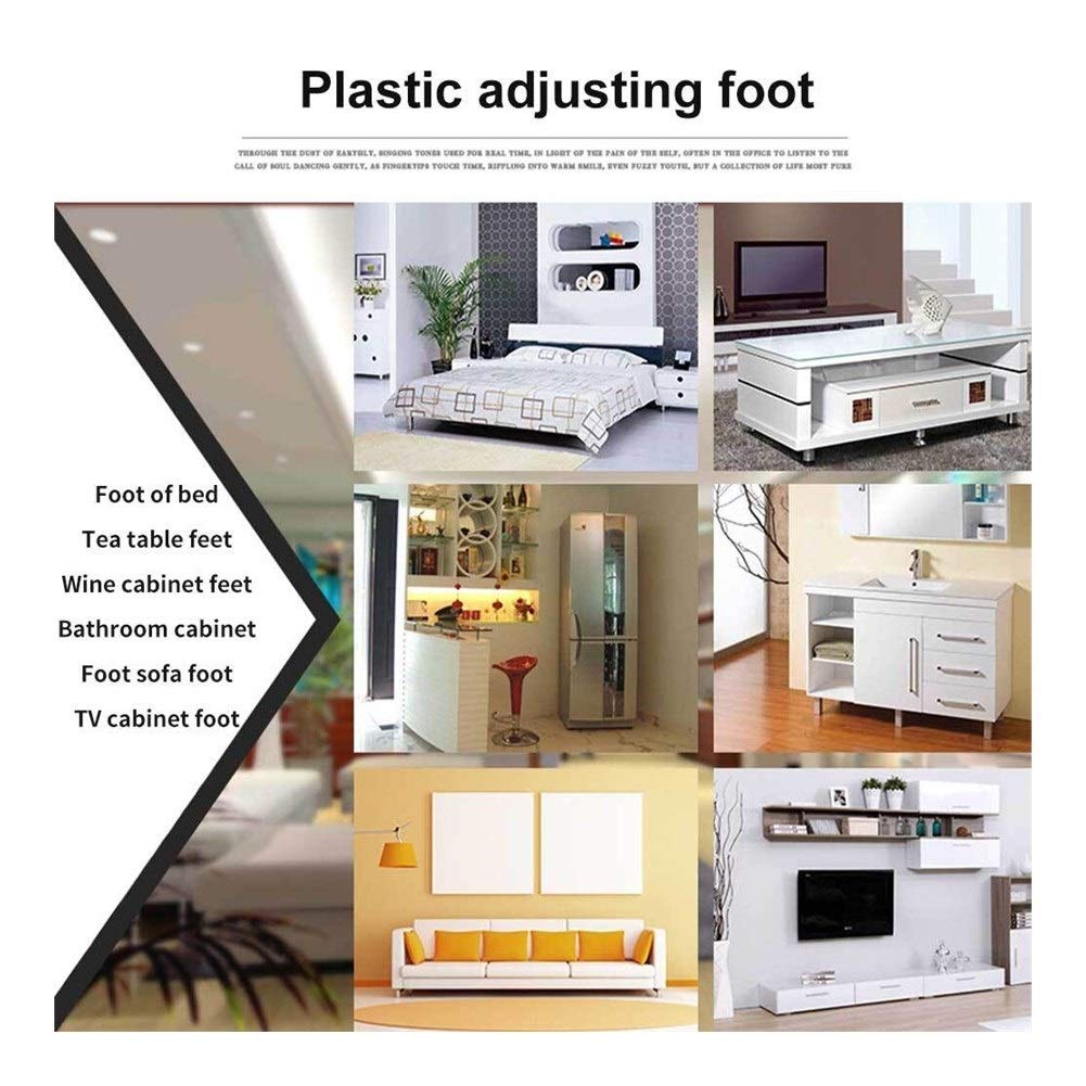 Adjustable Black ABS Sofa Legs 4pcs - Furniture Cabinet Feet for Bed, Cupboard & Sofa (120-150mm Height) - Durable & Stylish Home Decor Accessories for Living Room, Bedroom & Office