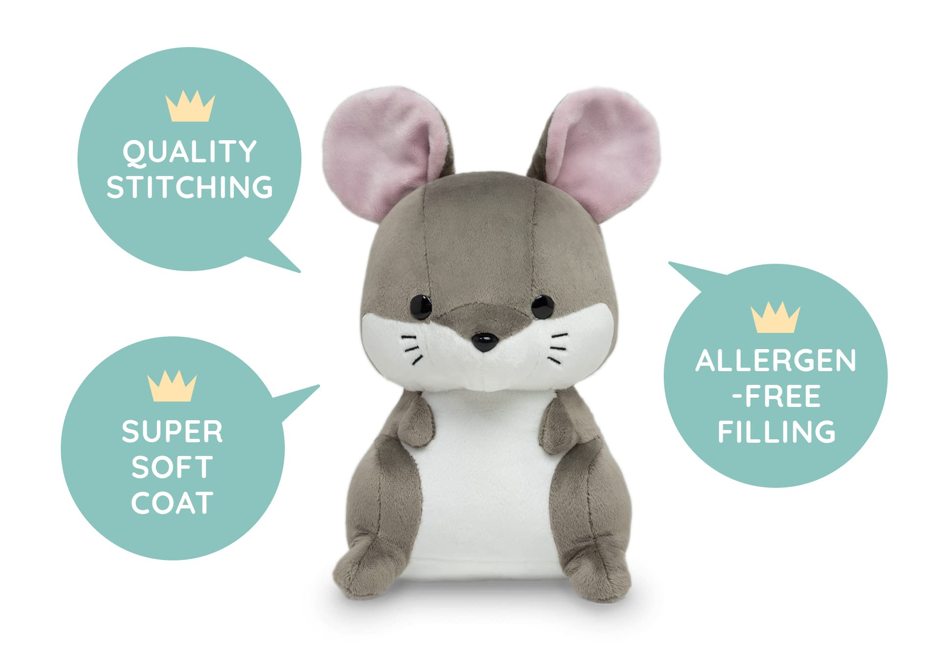 Bellzi Soft Gray Mouse Stuffed Animal Plush Toy - Cute & Huggable Plushie Gift for Kids, Babies, Toddlers & Adults - Perfect for Cuddling, Nursery Decor, Birthday Gifts & Comfort Companions