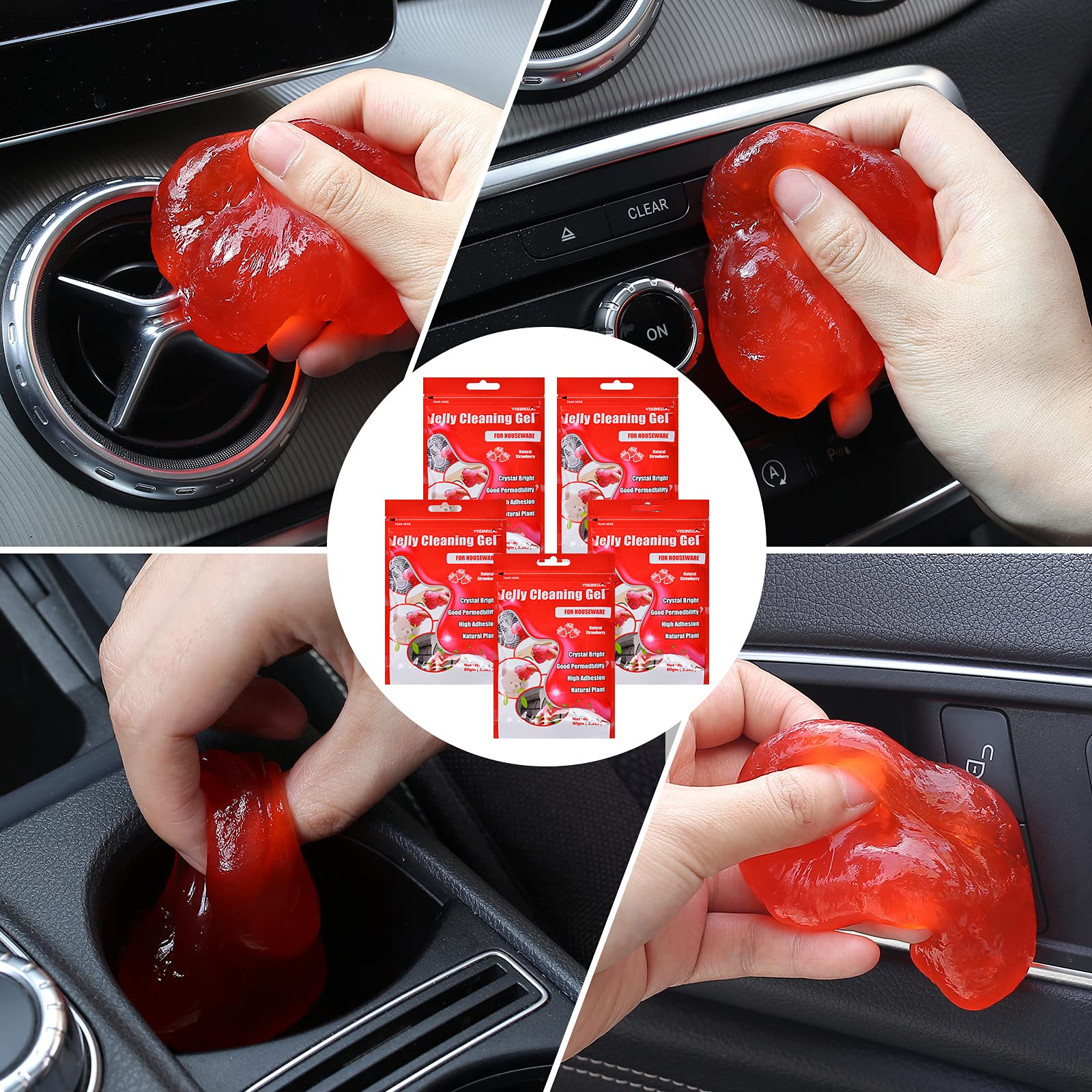 Leak-Proof Car Trash Can with Removable Inner Bin & 5-Pack Cleaning Gel - Dustbin with Lid for 2021-2022 Ford Bronco - Perfect for Road Trips, Commuting, and Keeping Your Vehicle Clean