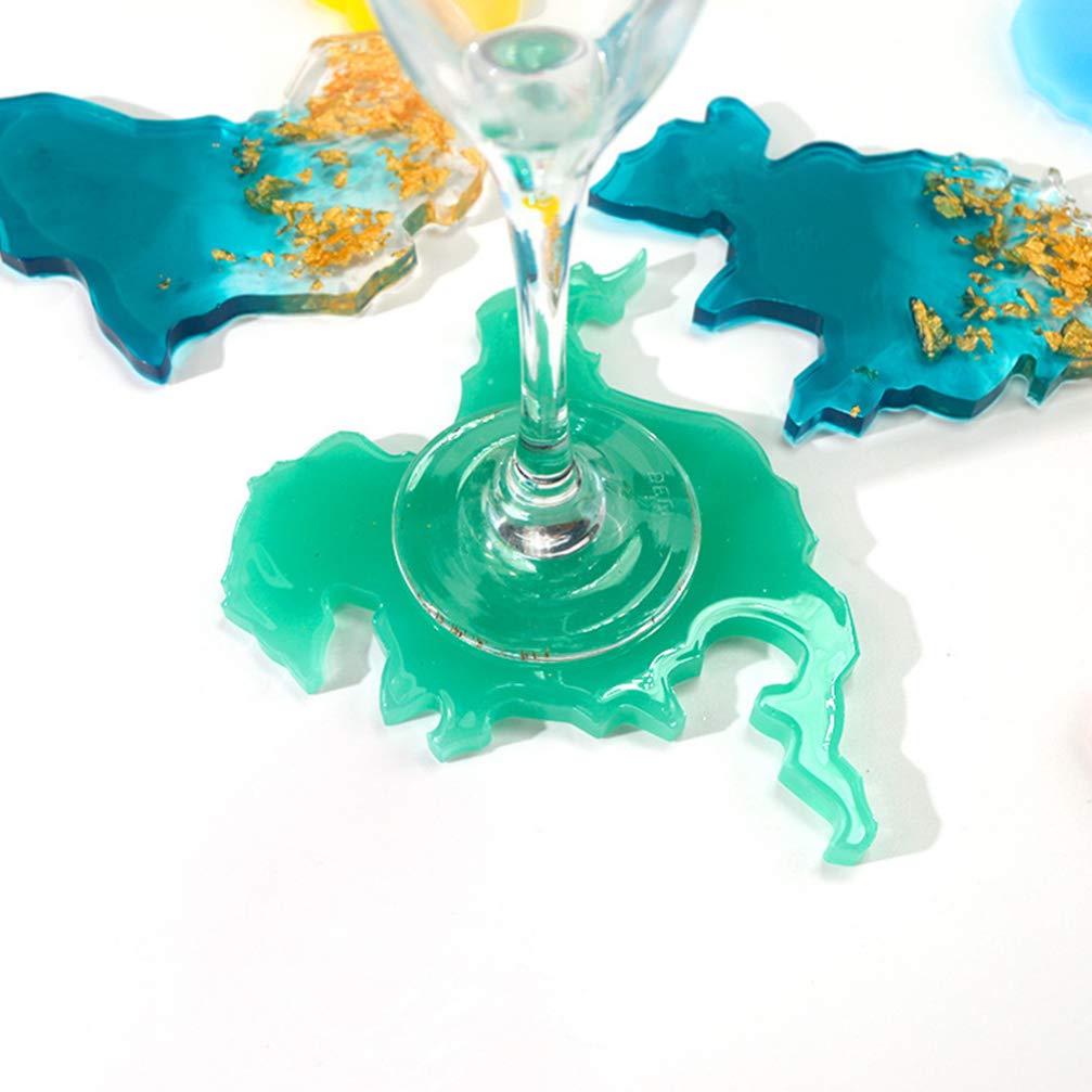 7-Piece Silicone Coaster Mold Set - World Map & Continent Design for Resin Art, DIY Faux Agate Coasters - Perfect for Home Decor, Gifts & Tabletop Protection