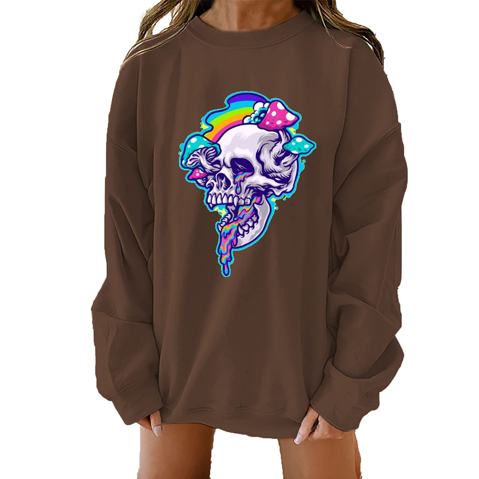 Cute Women's Long Sleeve Round Neck Loose Pullover Sweatshirt - Printed Casual Hoodie & Cozy Sweater for Fall Winter Fashion | Perfect for Daily Wear, Lounge, and Outdoor Activities