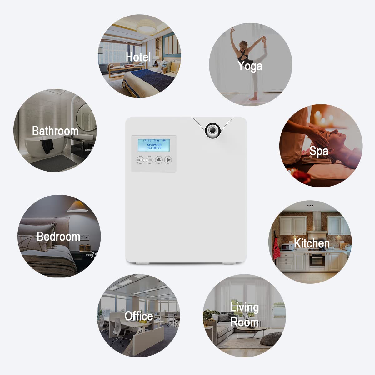 Smart Scent Air Diffuser for Home & Office - 300ml Bluetooth WiFi Essential Oil Diffuser with Cold Air Technology, Large Room Aromatherapy Device, Hotel HVAC Scent Machine (White) - Perfect for Relaxation, Spa, Yoga and Creating Fresh Atmosphere