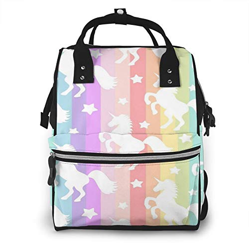 **Rainbow Unicorn Diaper Backpack - Stylish Large Capacity Baby Bag for Moms, Multi-Functional Nursing & Travel Backpack for Baby Care - Perfect for Daycare, Outings & Family Trips**