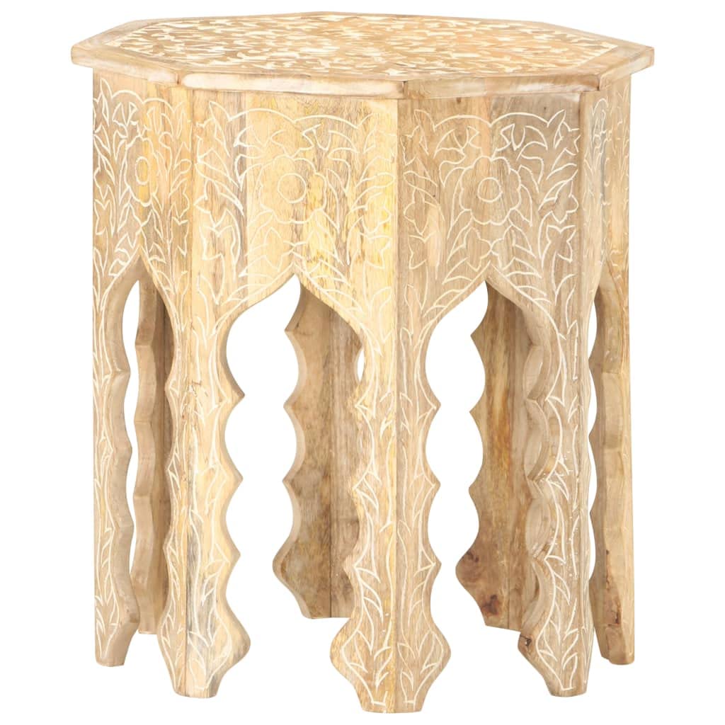 CHARMMA 18.9 Inch Solid Mango Wood Side Table - 9.74KG - Modern End Table for Living Room, Bedroom & Office - Sturdy Coffee Table Accent Furniture