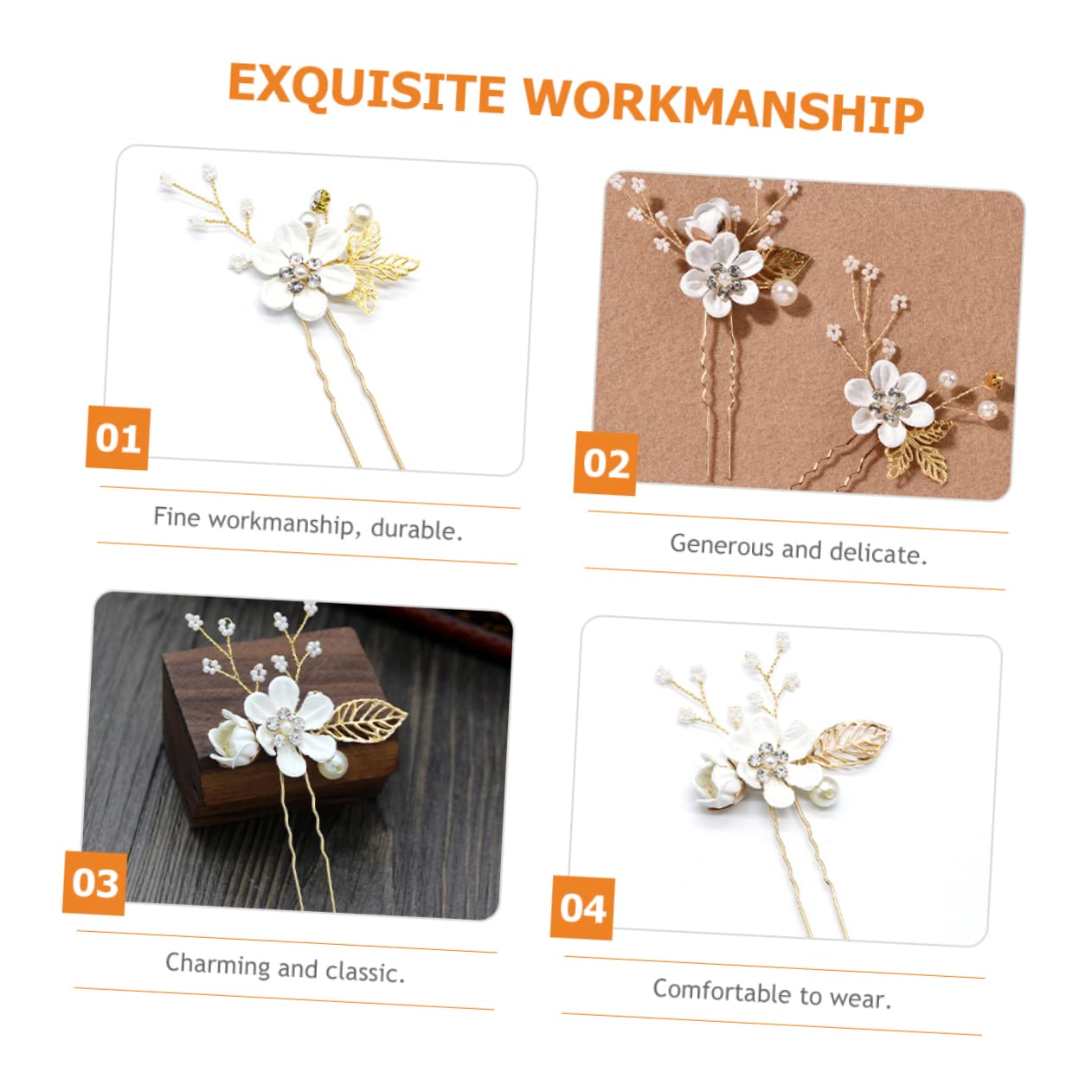 Abaodam 4-Piece Pearl Hair Accessories Set - Elegant Embellished Headbands for Women, Bridal Wedding Hair Jewelry - Perfect for Weddings, Proms, Parties & Special Occasions