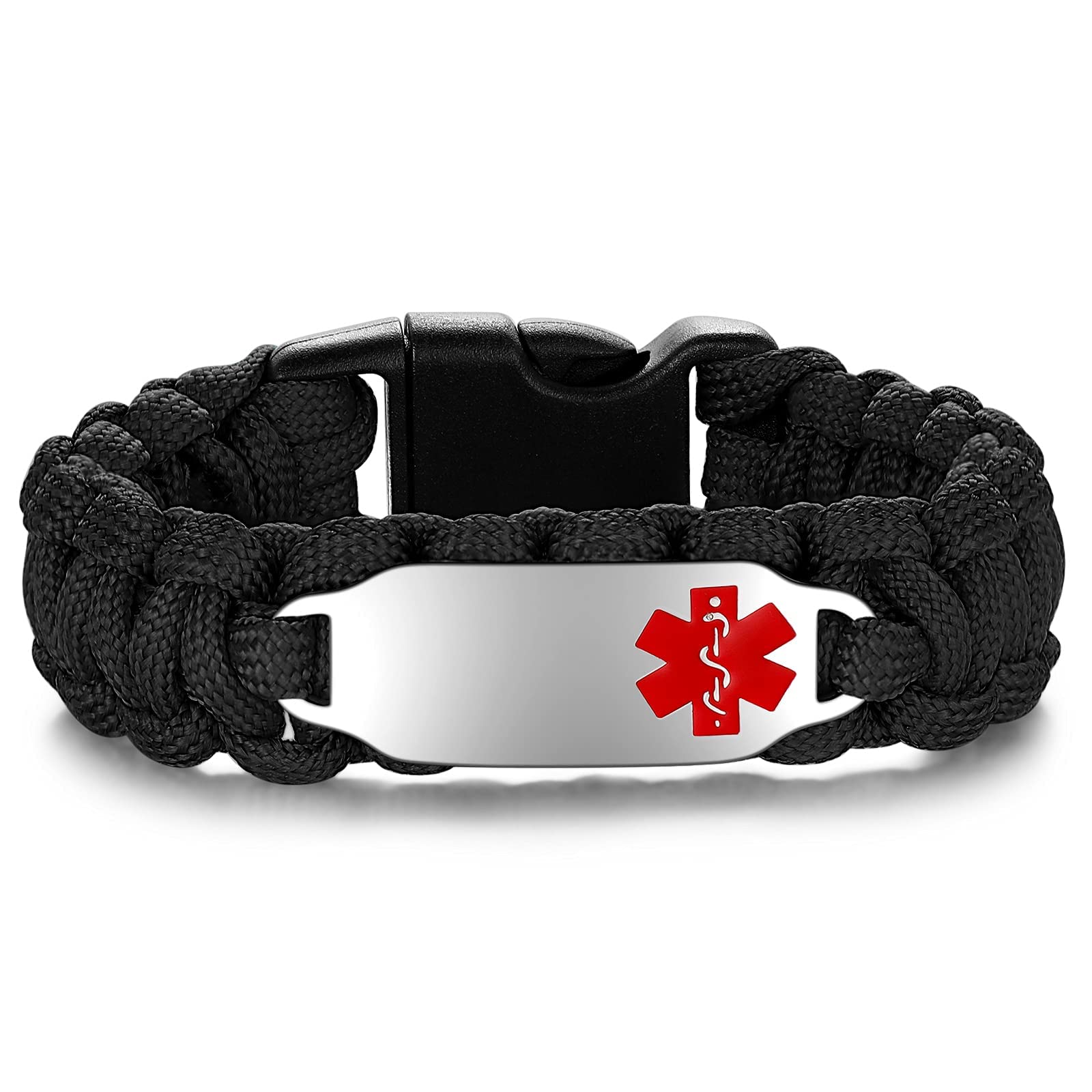 Medical Alert Bracelet for Women - Stainless Steel Emergency ID Bracelet with Free Engraving | Adjustable 6.0-9.0 inches | Paracord Braided Safety Bracelet for Allergies, Diabetes & Medical Conditions | Perfect for Daily Wear, Travel & Emergency Situations