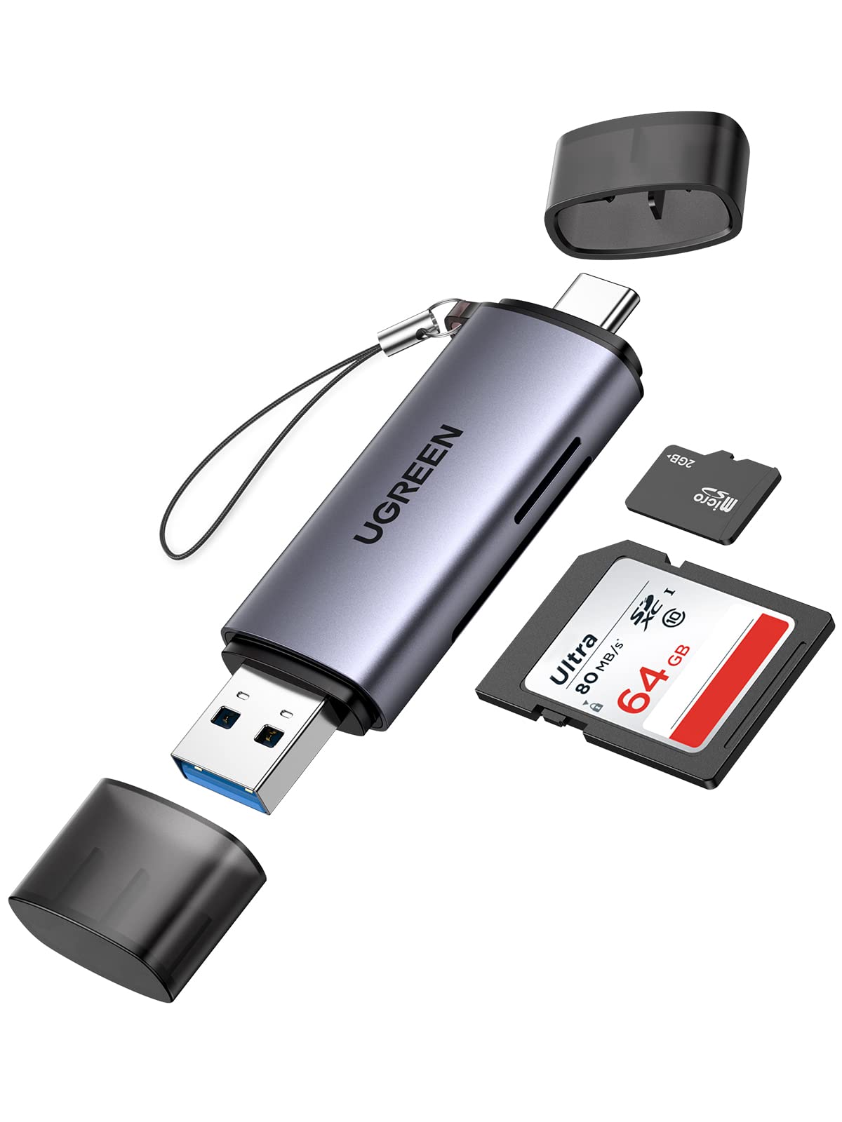 UGREEN USB 3.0 SD Card Reader - Dual Slot for SD/Micro SD - for Laptop & Camera