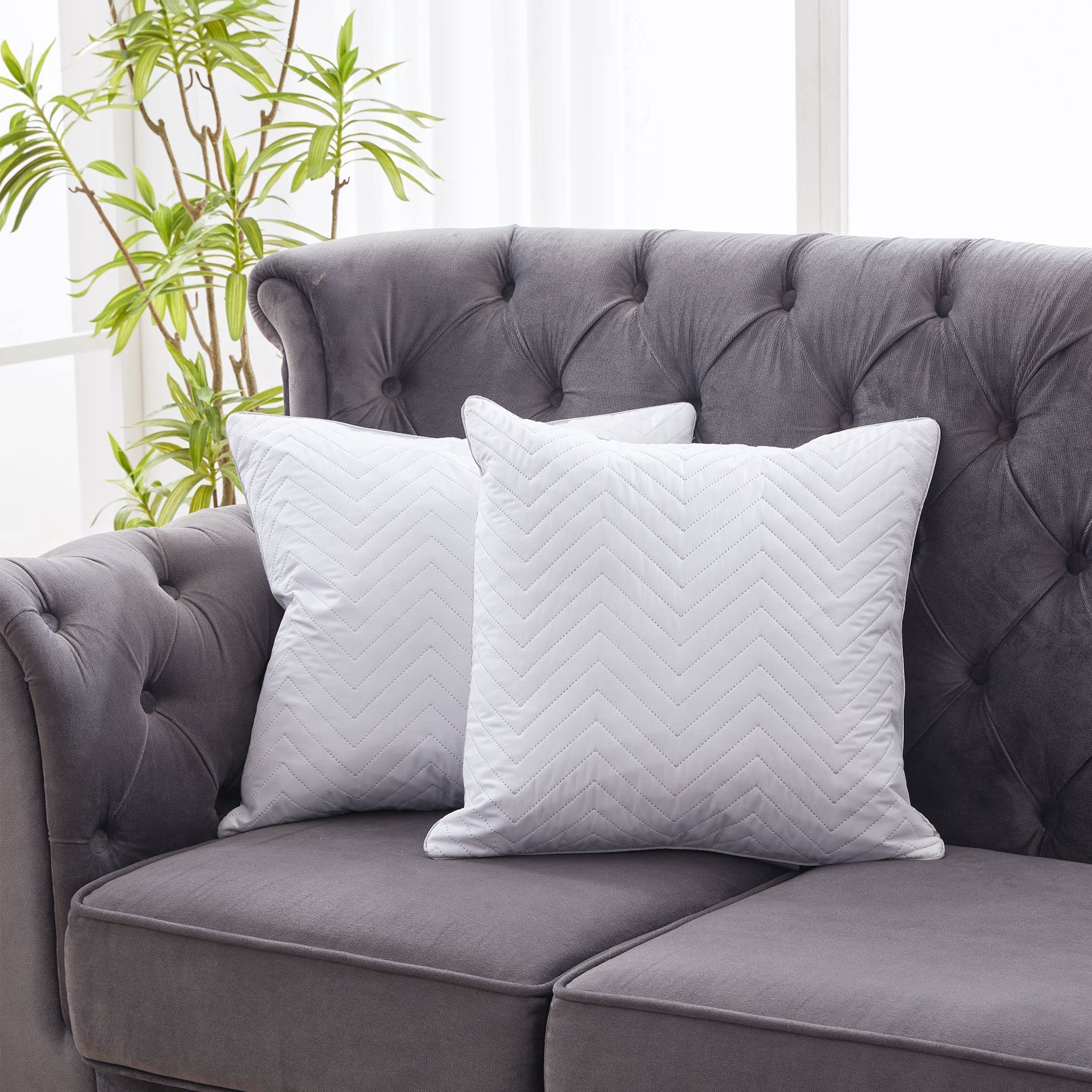 Puredown Feathers Throw Pillow Inserts - 26x26 Inch Euro Size Decorative Pillows for Sofa, Bed & Couch (Set of 2) - Perfect for Living Room, Bedroom & Home Decor