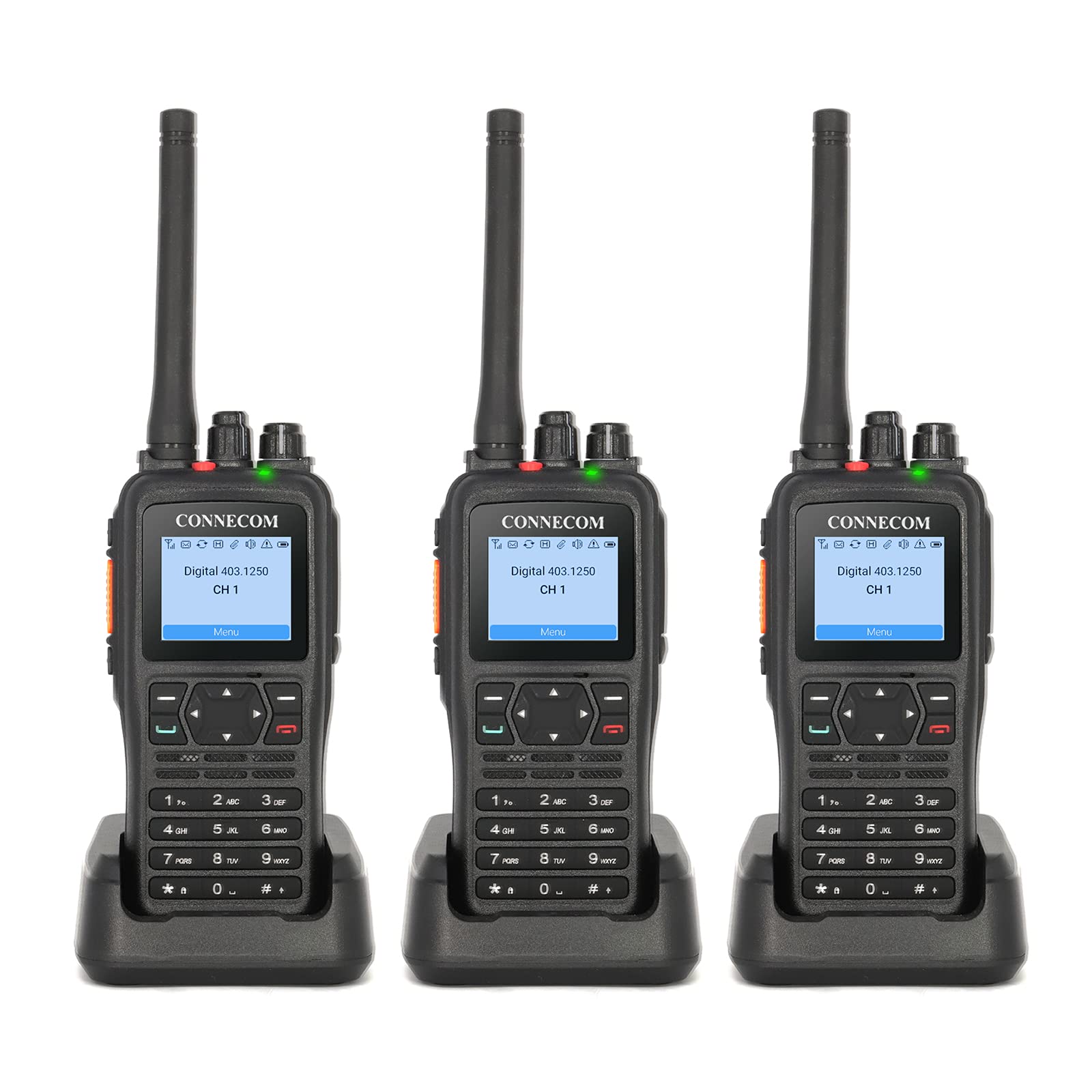 DMR Digital & Analog Two Way Radios Long Range Rechargeable Walkie Talkies - CONNECOM Heavy Duty 2 Way Radios for Adults, Rugged for Warehouse, Factory, Docks, Commercial & Construction Use - Ideal for Team Communication, Outdoor Adventures & Emergency Situations - GD900 3 Pack