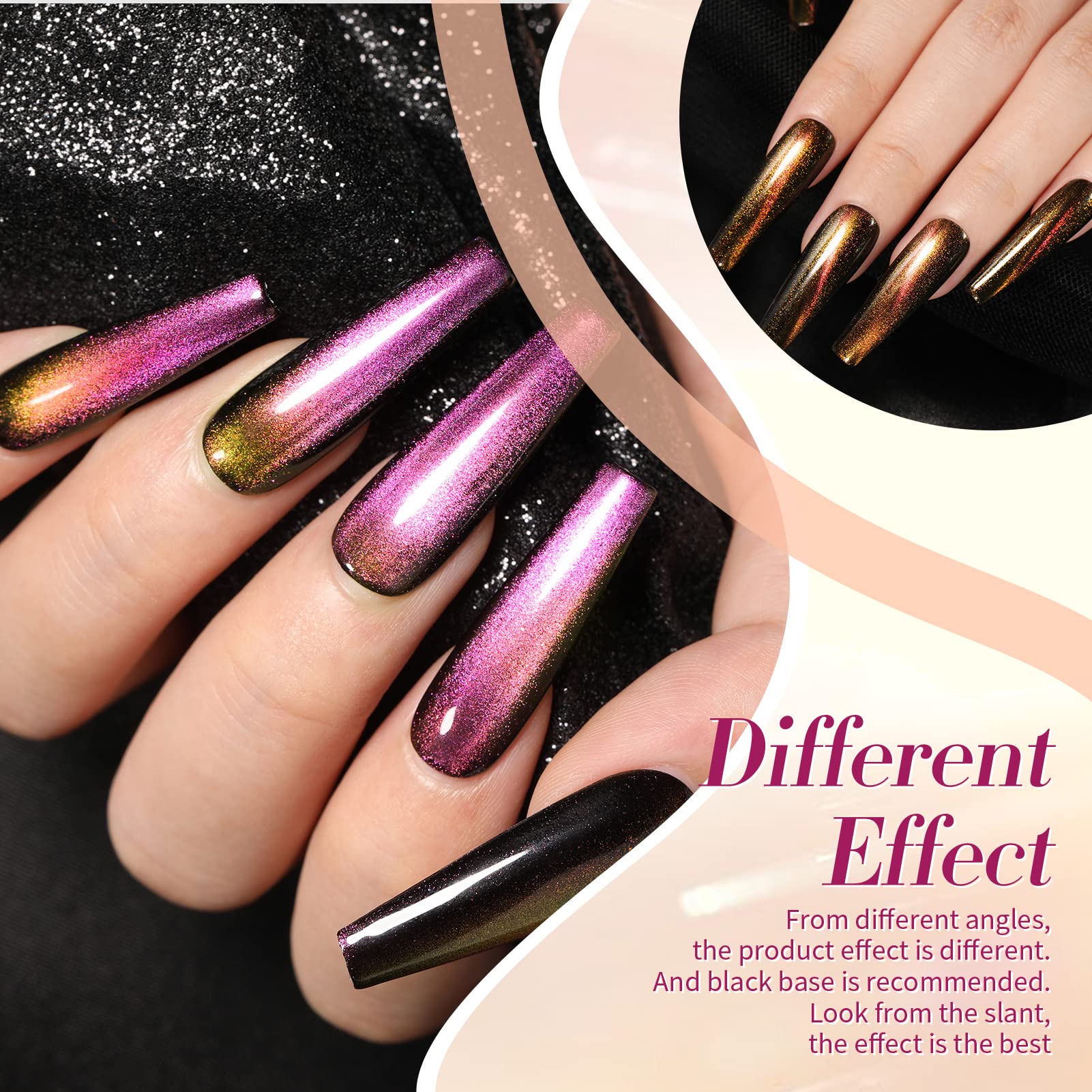 Born Pretty 3D Cat Magnetic Nail Polish Set - 4 Bottles (10ml Each) with Magnet Stick | Chameleon Color Changing Nail Art Kit for Cat Lovers | Perfect for Halloween, Cosplay & Nail Salon Designs