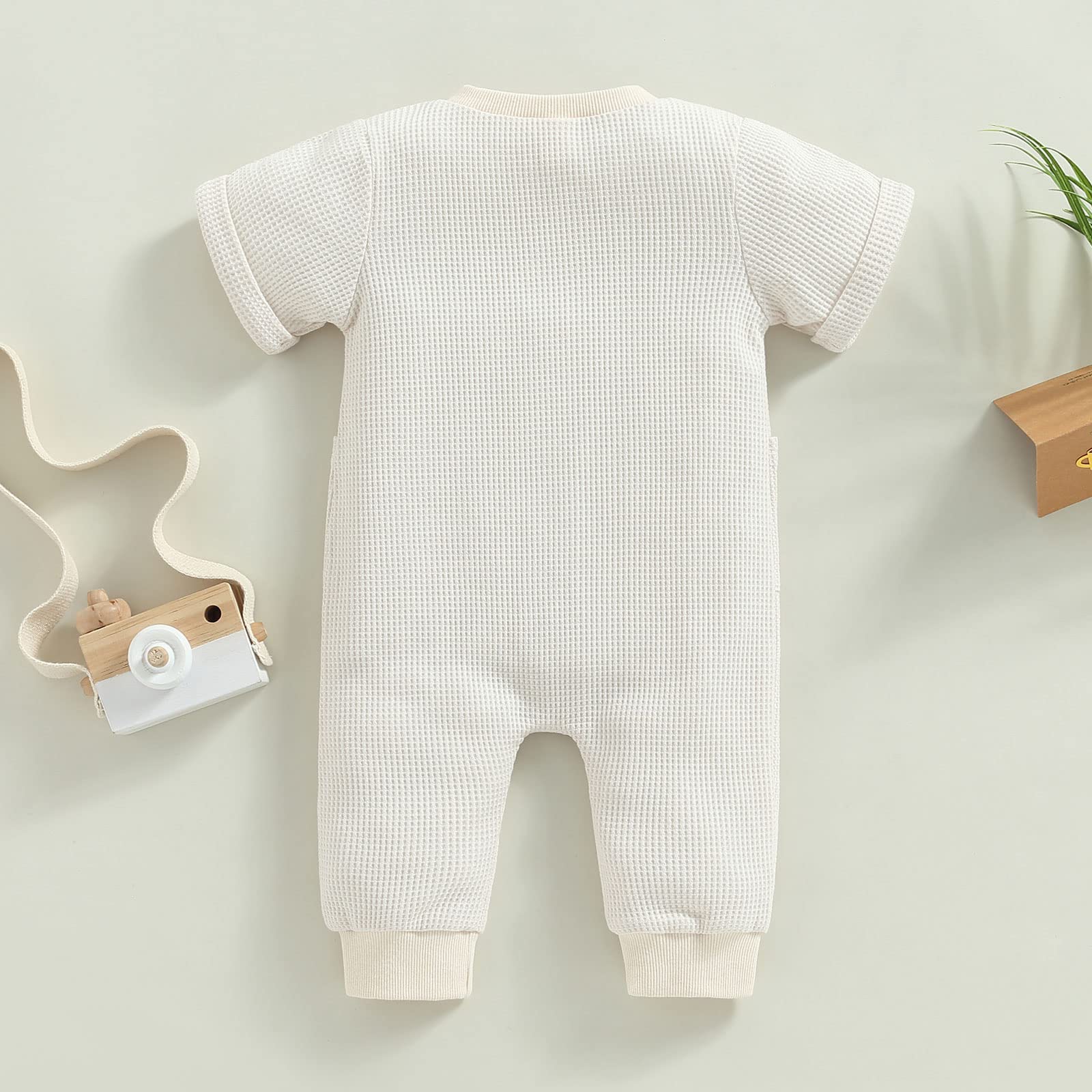 Ynibbim Winter Newborn Baby Romper - Unisex Hooded Jumpsuit with Waffle Cotton & Button Closure | Perfect for Infant Boys & Girls | Ideal for Winter Outings, Family Photos & Cozy Home Wear