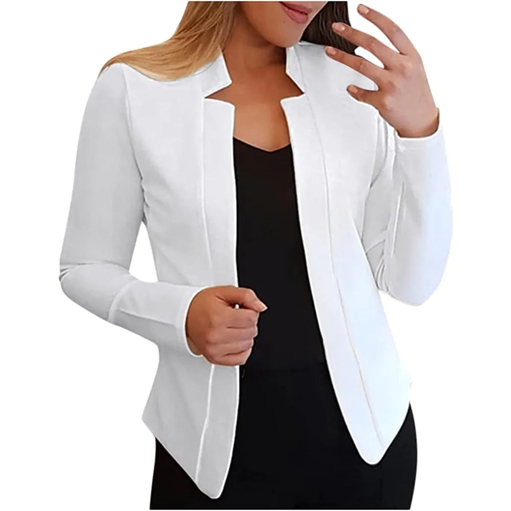 Women's Solid Color Cardigan - Autumn Winter Small Suit Jacket for Office, Casual & Layering Outfits