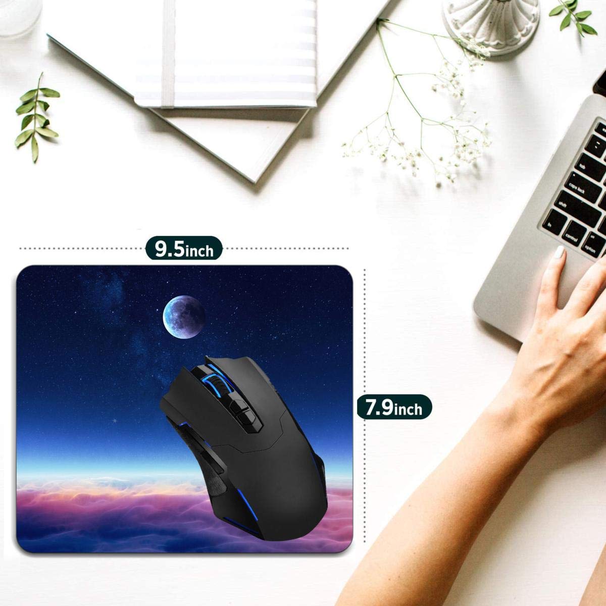 Galaxy Moon Mouse Pad - Non-Slip Rubber Base Computer Mousepad for Laptop & PC Gaming - Perfect for Office, Home & Gaming Setup