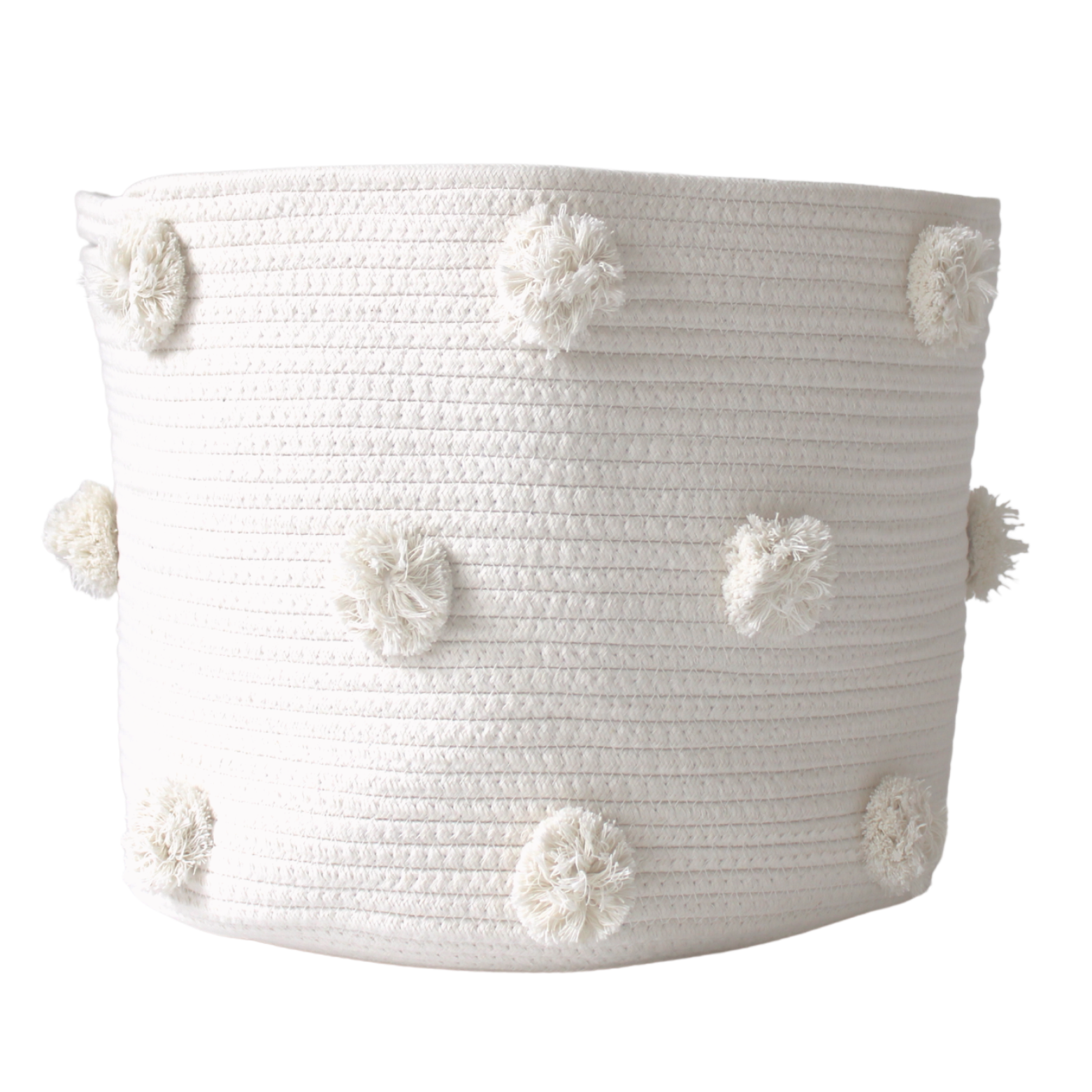 Natural Wicker Pom Basket - Large Handwoven Storage Basket for Home Decor, Organizing Toys, Blankets & Laundry | Perfect for Living Room, Bedroom & Nursery