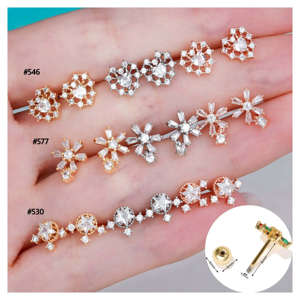 20G Surgical Steel Star Tragus Stud Earrings for Women - Hypoallergenic Body Jewelry for Cartilage, Helix, or Tragus Piercing - Perfect for Everyday Wear, Parties, and Gifts | EGD0530