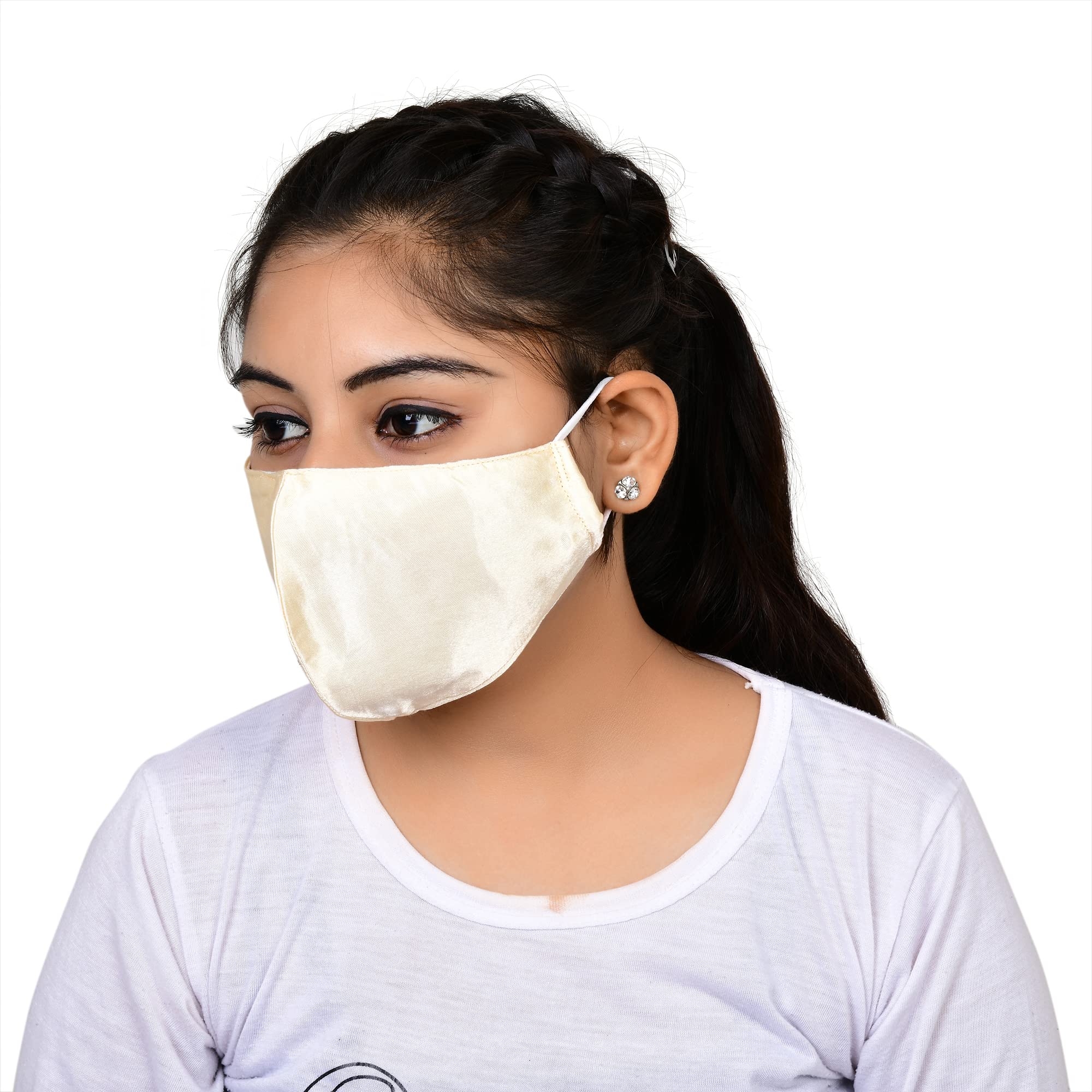 NNR Satin Silk Face Mask for Kids & Girls - Soft Elastic, Breathable, Pack of 3 Multicolor - Perfect for School, Travel & Daily Protection