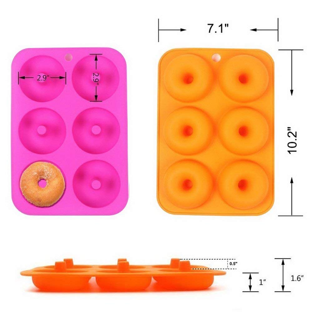 Premium 6-Cavity Silicone Donut Baking Mold Set of 2 - Non-Stick, Heat Resistant, Full-Sized Cookie & Cake Pan for Muffins, Bagels, Biscuits - Perfect for Home Baking, Party Treats & Holiday Desserts