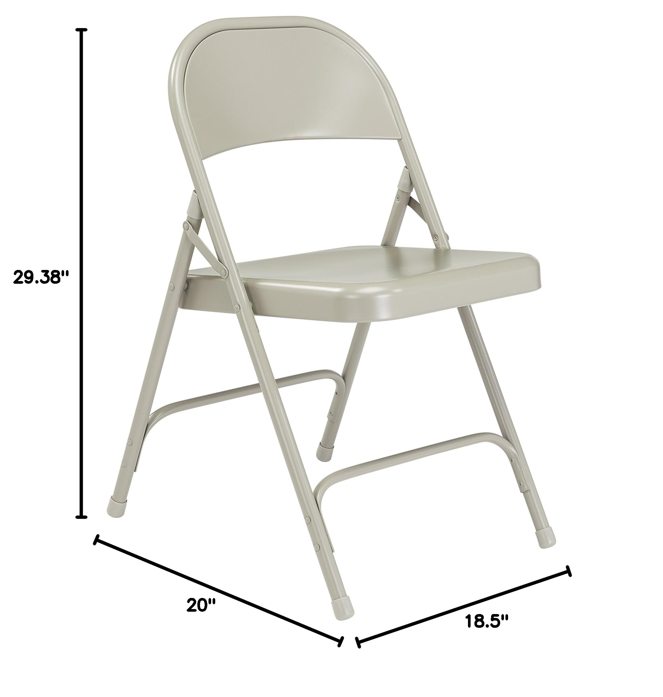 Premium Heavy-Duty Steel Folding Chairs Set of 4 - Portable & Durable for Indoor Outdoor Use - Gray Institutional-Grade Foldable Chairs by National Public Seating - Perfect for Events, Parties, Camping & Office Meetings