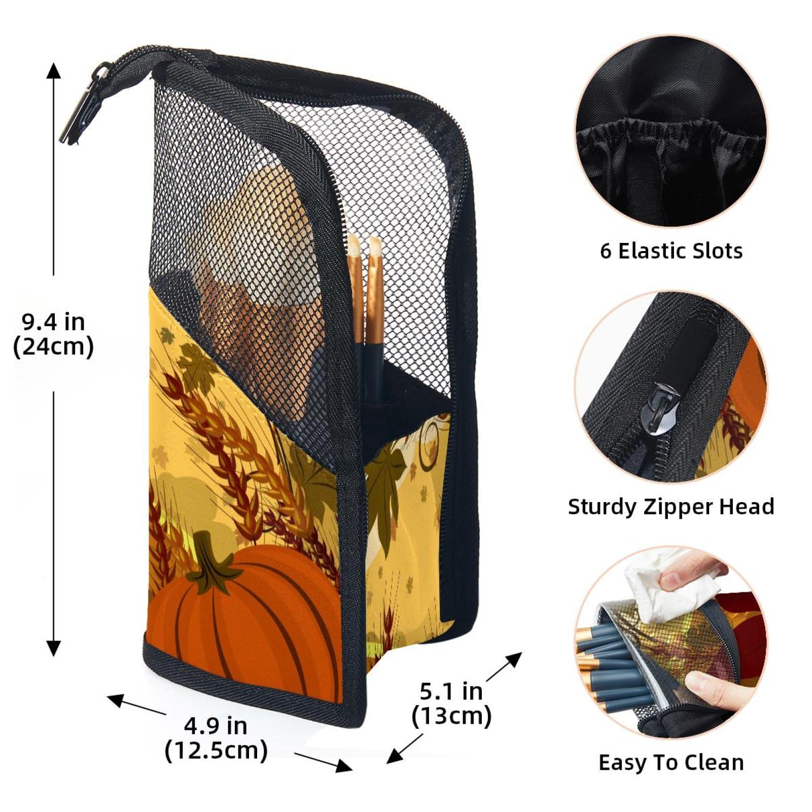 12-Piece Makeup Brush Organizer Bag with Cute Pumpkin Design - Portable Travel Cosmetic Brush Holder Case for Makeup Artists & Beauty Enthusiasts - Perfect for Thanksgiving, Home Vanity & On-the-Go Touchups