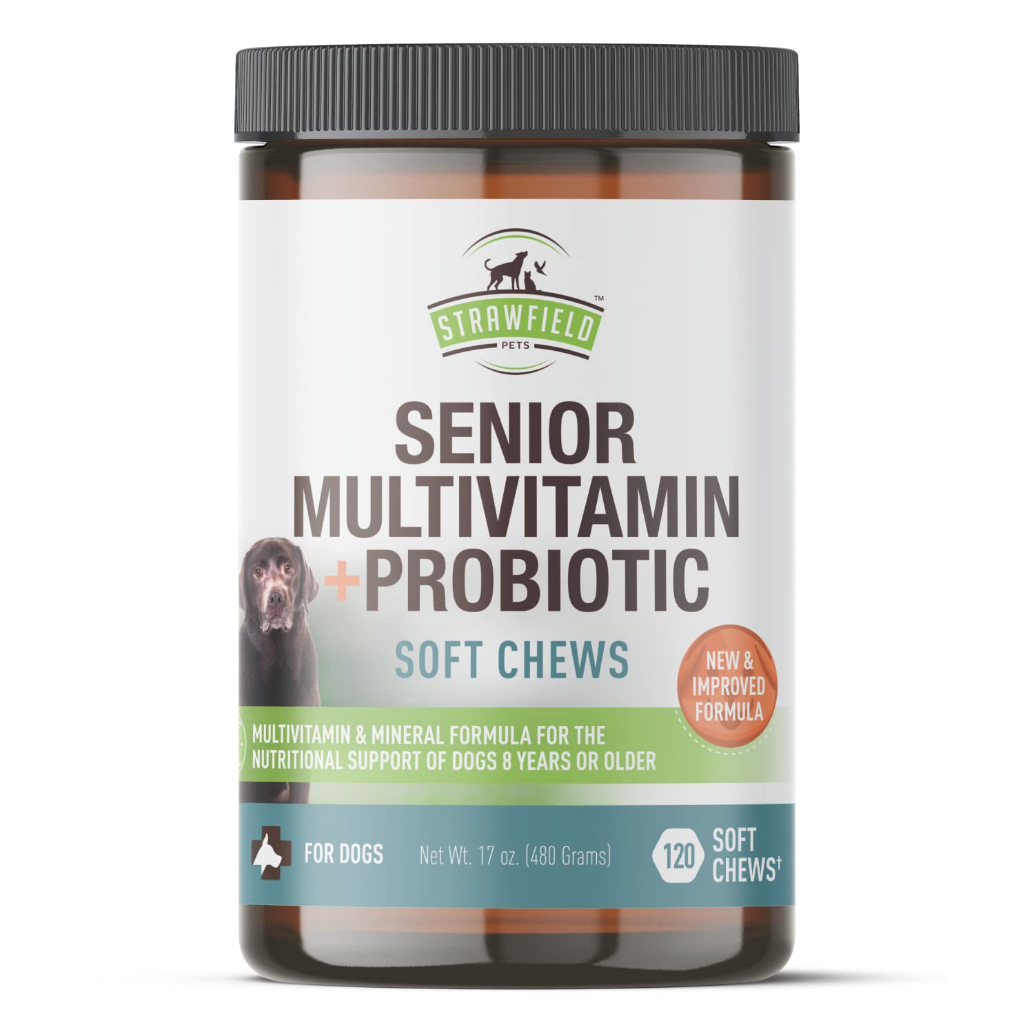 **Senior Dog Vitamins & Supplements - 120 Grain-Free Chewable Multivitamin for Joint Support, Arthritis Relief, Immune Boost, Skin & Coat Health with Glucosamine, Chondroitin & Probiotics - Ideal for Aging Dogs & Senior Pet Care**