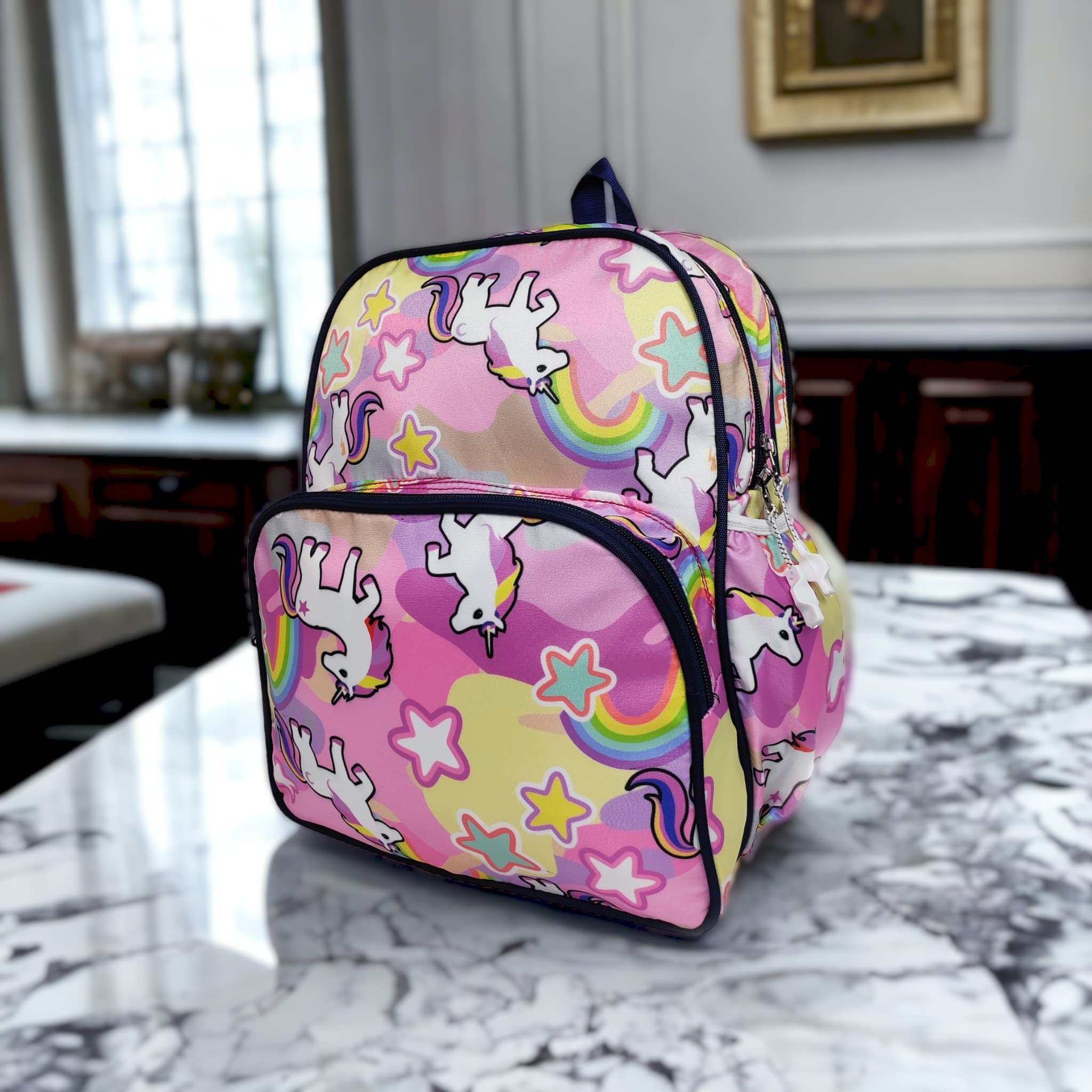 Stylish Unicorn School Backpack for Kids - Durable Polyester Backpack with Adjustable Straps, Pink (Pack of 1) - Perfect for School, Travel, and Daily Use