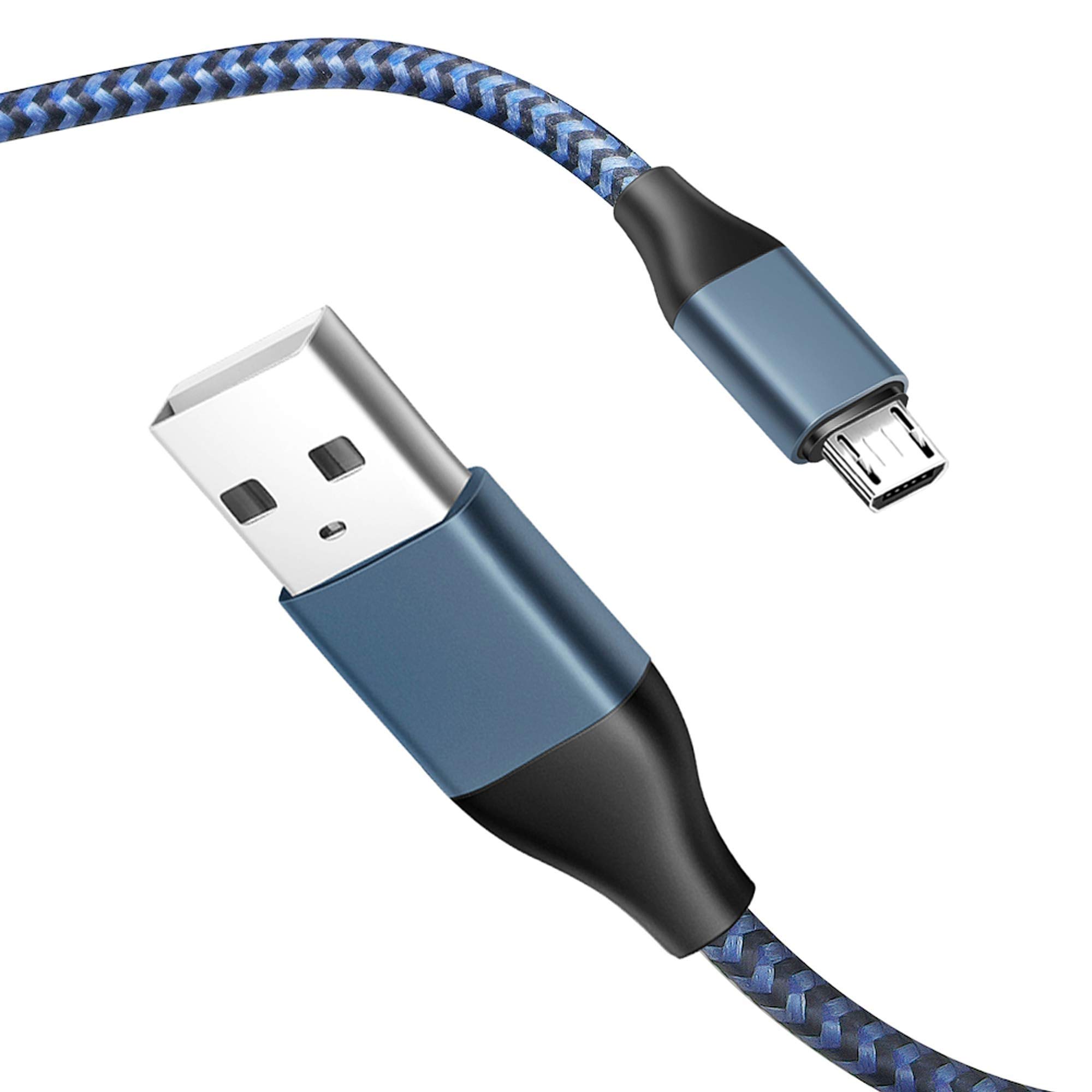 TPLTECH PS4 Controller Charging Cable - 2 Pack 15Ft Micro USB 2.0 Nylon Braided Fast Charger Cord for Playstation 4, Xbox One S/X Controller & Android Phones | High Speed Data Sync & Durable Charging | Perfect for Gaming, Travel & Home Use (Blue)