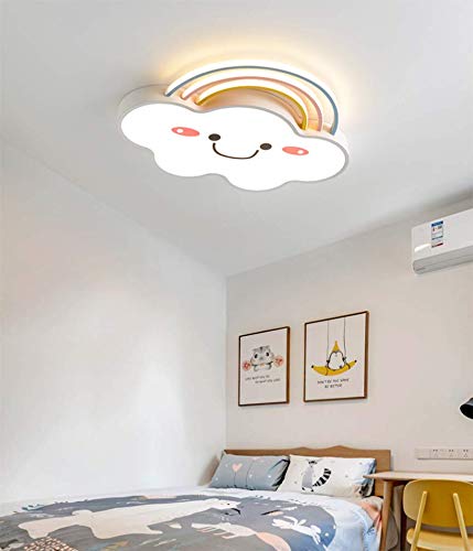 LITFAD Acrylic Rainbow Cloud LED Ceiling Light - Modern Cartoon Smile Face Design, White Light for Kids Bedroom, Girls Room & Study Room - Dimmable Nursery Lighting, Creative Home Decor for Children's Spaces