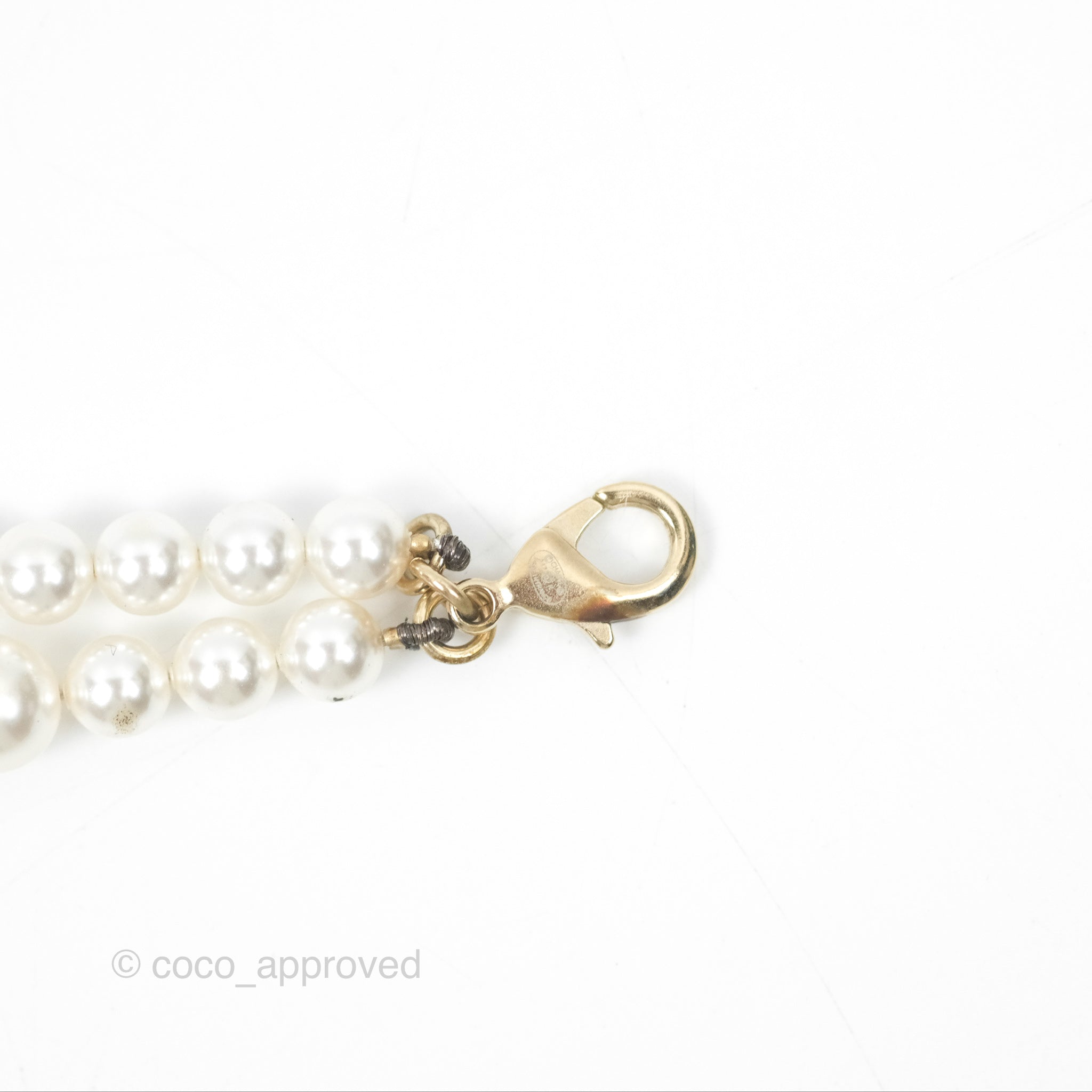Chanel CC Pearl Double Strand Necklace 17K Gold Tone - Elegant Layered Pearl Jewelry for Women, Perfect for Parties, Weddings & Special Occasions