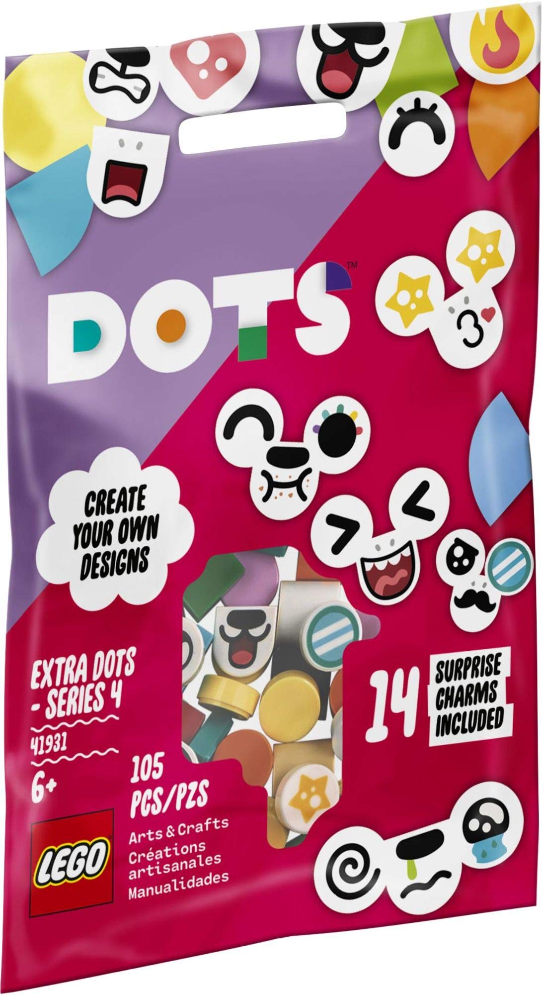 LEGO DOTS Series 4 41931 DIY Craft Kit - 105pc Creative Tile Decorations for Kids Bracelets & Room Decor | Fun Collectible Building Toys for Creative Play | Birthday Gifts for Boys & Girls Ages 6+ | New 2021 Design