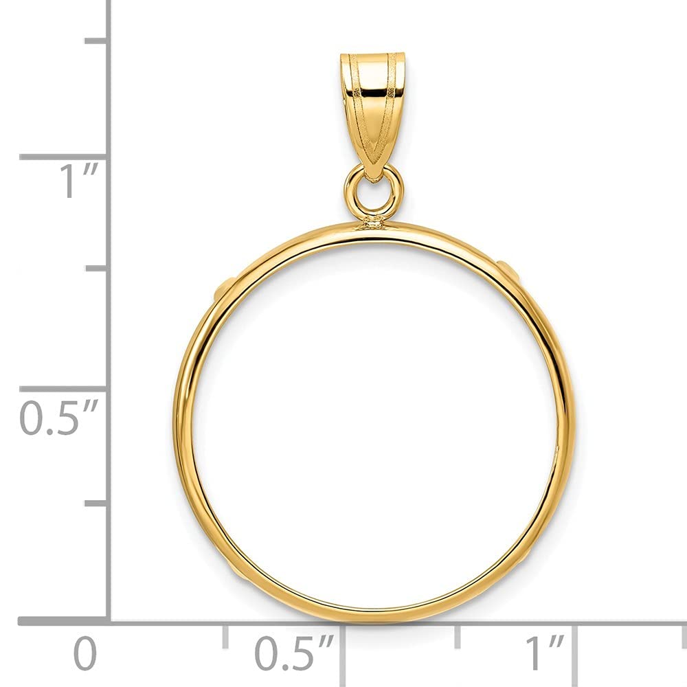 14K Solid Gold Coin Mounting Bezels - 1/4 oz American Eagle & Chinese Panda - 22mm Prong Set with Plain, Diamond-Cut & Ribbon Designs - Yellow & White Gold Jewelry for Coin Collectors & Gift Giving