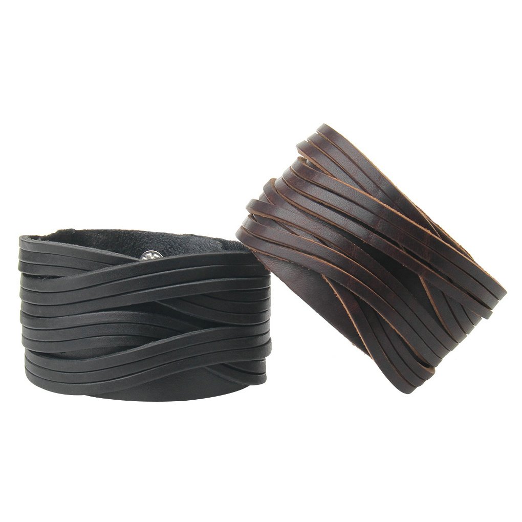 Men's & Women's Black Leather Bracelet - Punk Style Wrist Cuffs & Arm Bands | Perfect for Rock Concerts, Biker Events & Gothic Fashion Accessories