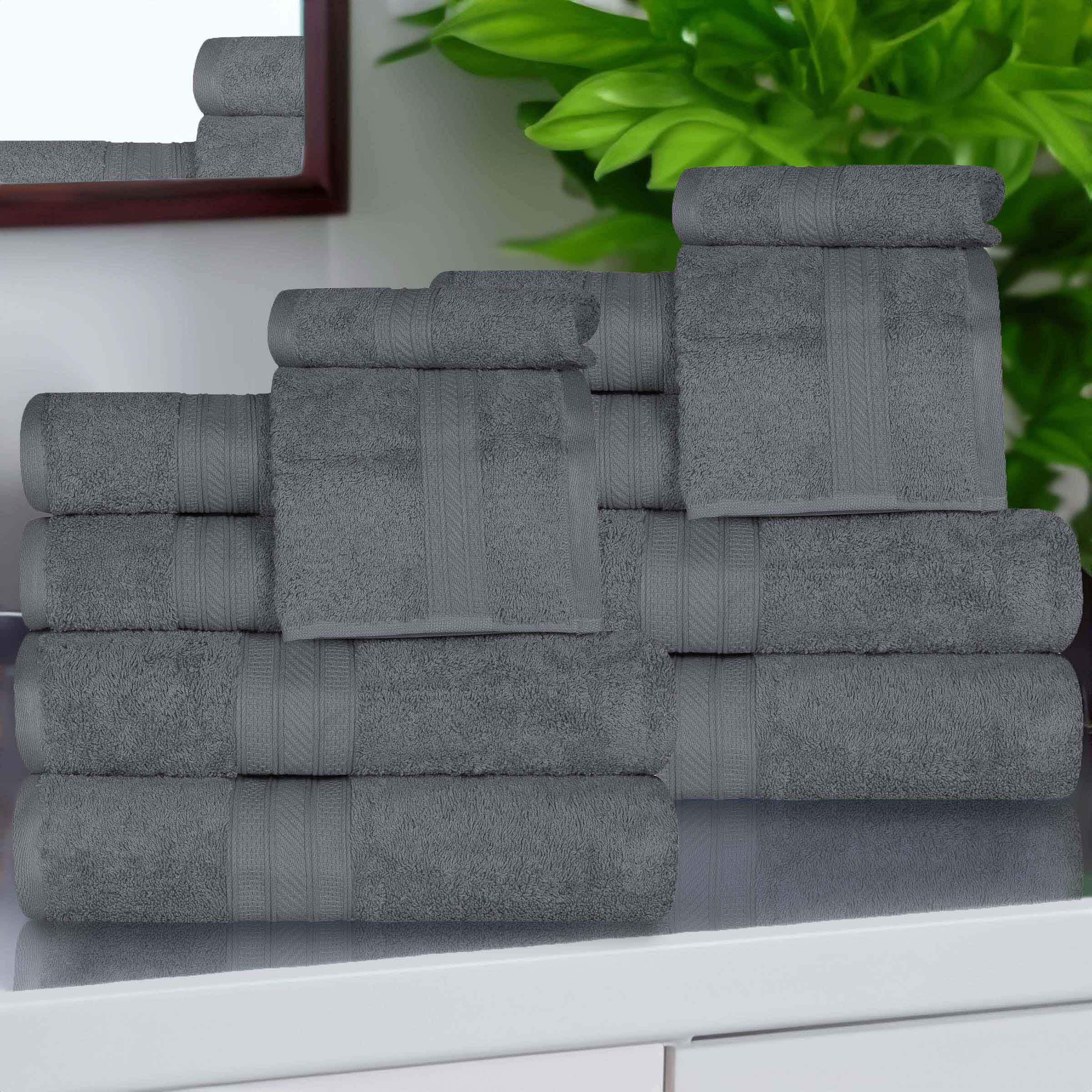 Premium Atlas Cotton Plush Heavyweight Luxury 12-Piece Bath Towel Set - Ultra Soft & Absorbent for Spa, Hotel, and Home Use