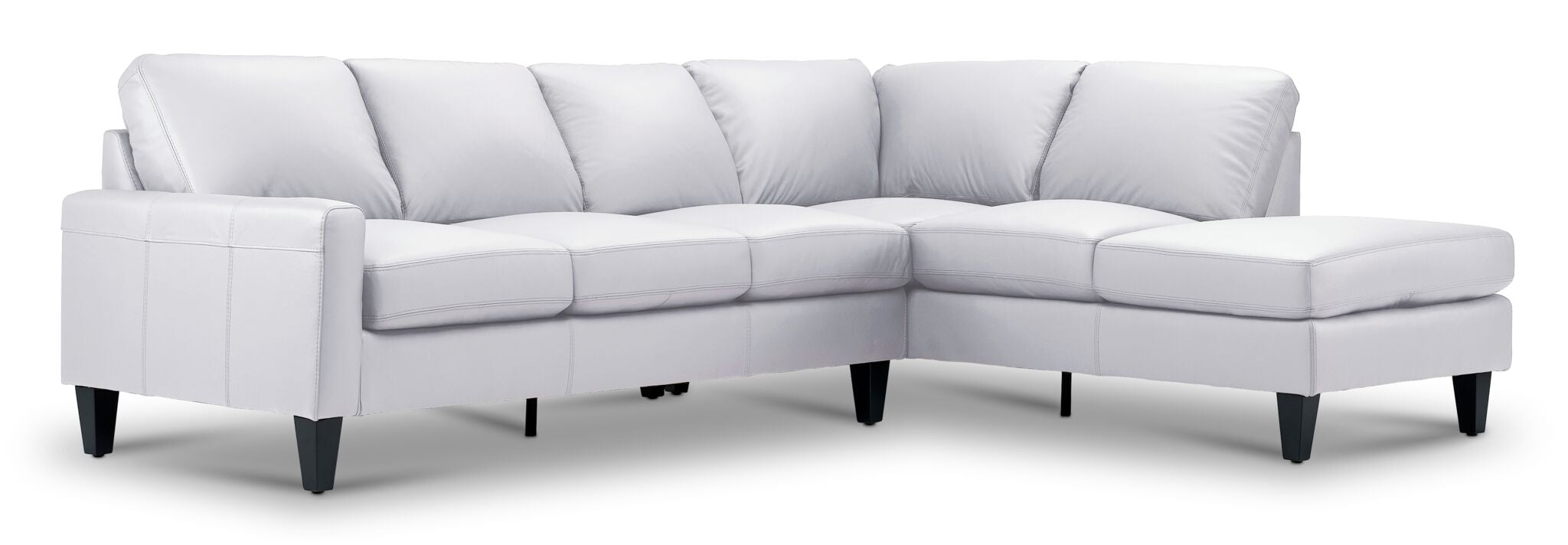 Premium Chito Leather 2-Piece Sectional Sofa with Right Facing Chaise in Silver Grey - Modern Living Room Furniture for Comfortable Lounging & Entertaining