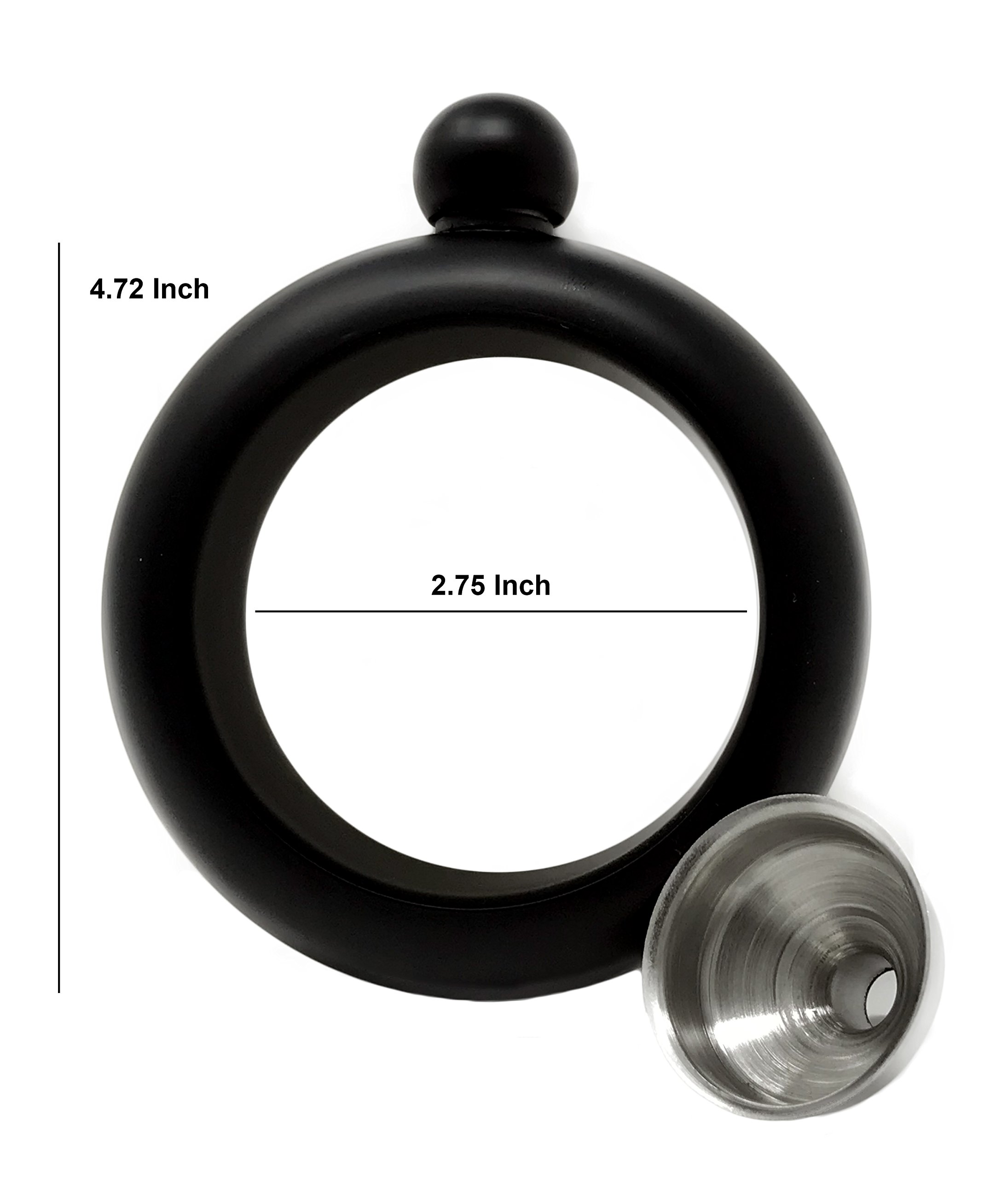IDALIO 3.5oz Stainless Steel Matte Black Bangle Bracelet Flask for Women - Discreet Liquor Container with Funnel & White Gift Box | Perfect for Parties, Travel & Secret Drinking