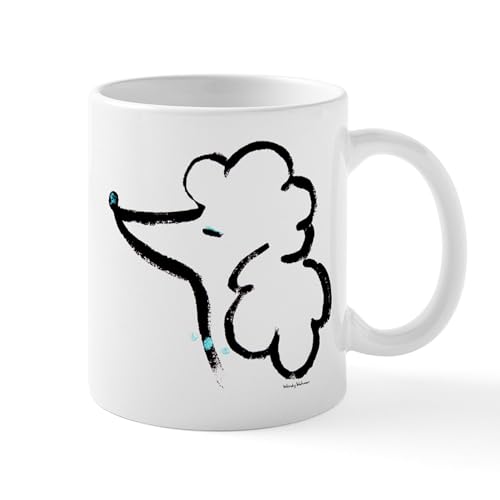 White - Poodle Portrait Mugs