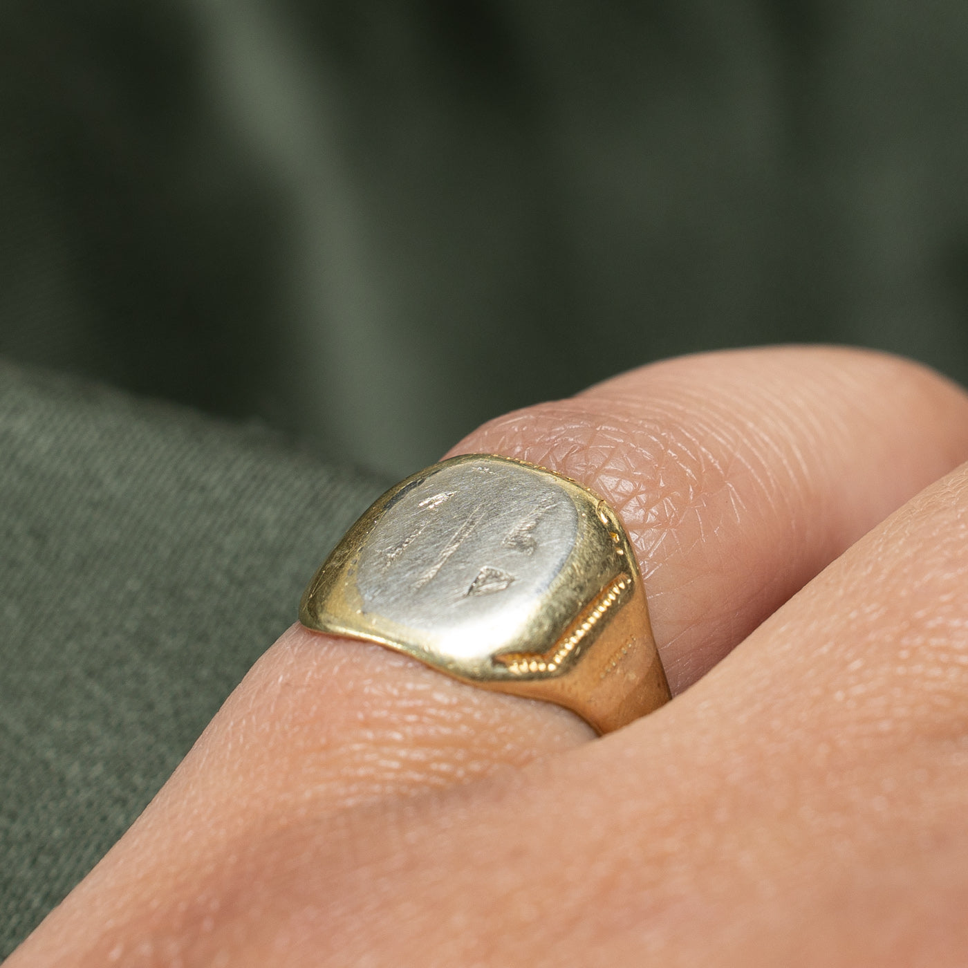 14K Yellow Gold Textured Signet Ring for Men & Women - Size 4.75 - Elegant Statement Jewelry for Everyday Wear, Gifts & Special Occasions