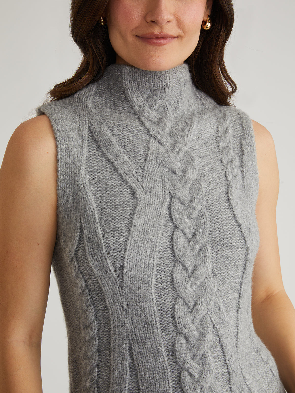 Kendall Women's Funnel Neck Cable Knit Tank Top - Soft Casual Sleeveless Summer Blouse for Work, Date & Vacation