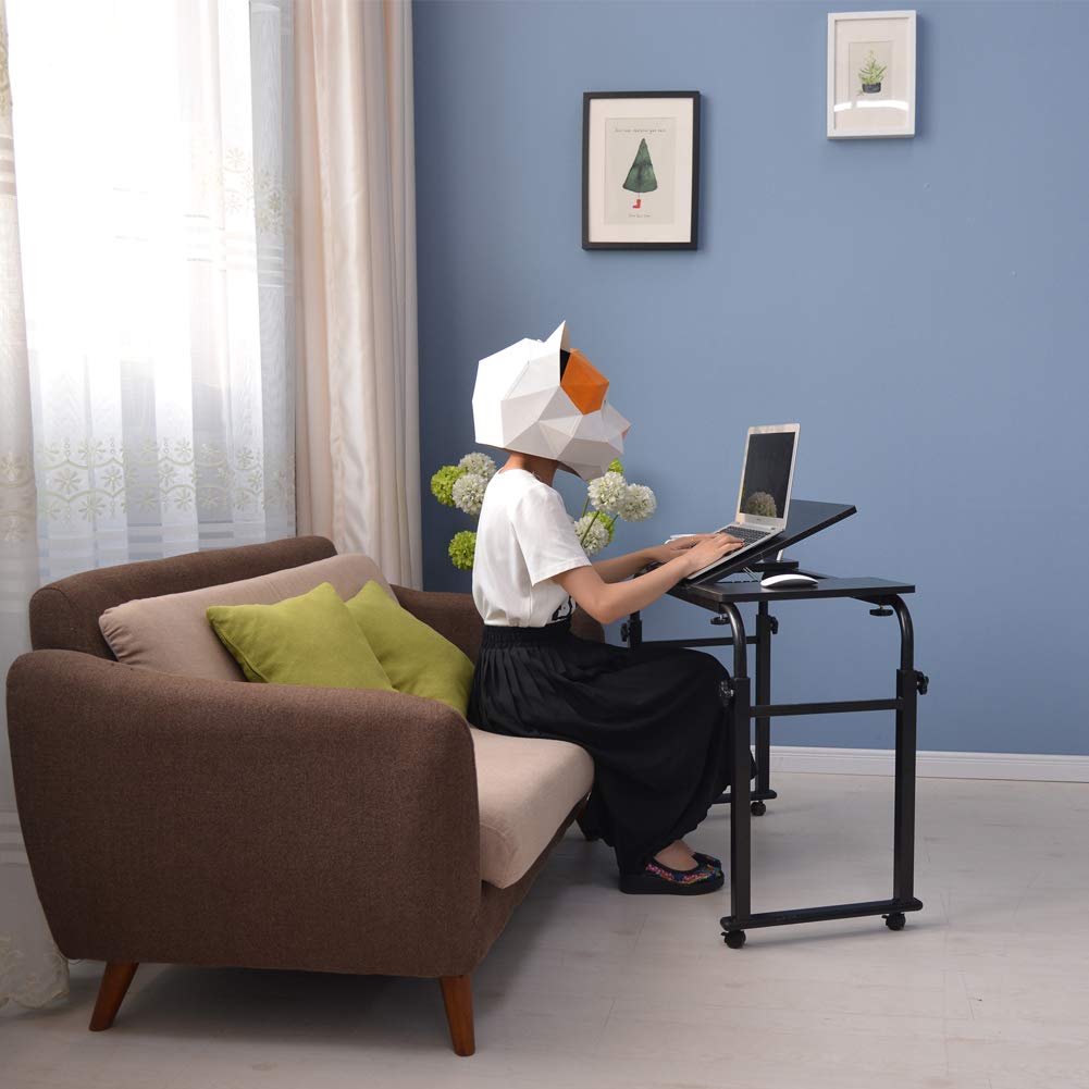 Adjustable Overbed Table with Wheels - Portable Laptop Desk Cart for Hospital & Home Use - Ideal for Patients, Students & Remote Workers (Bedside Workstation, Meal Tray, Reading Stand)
